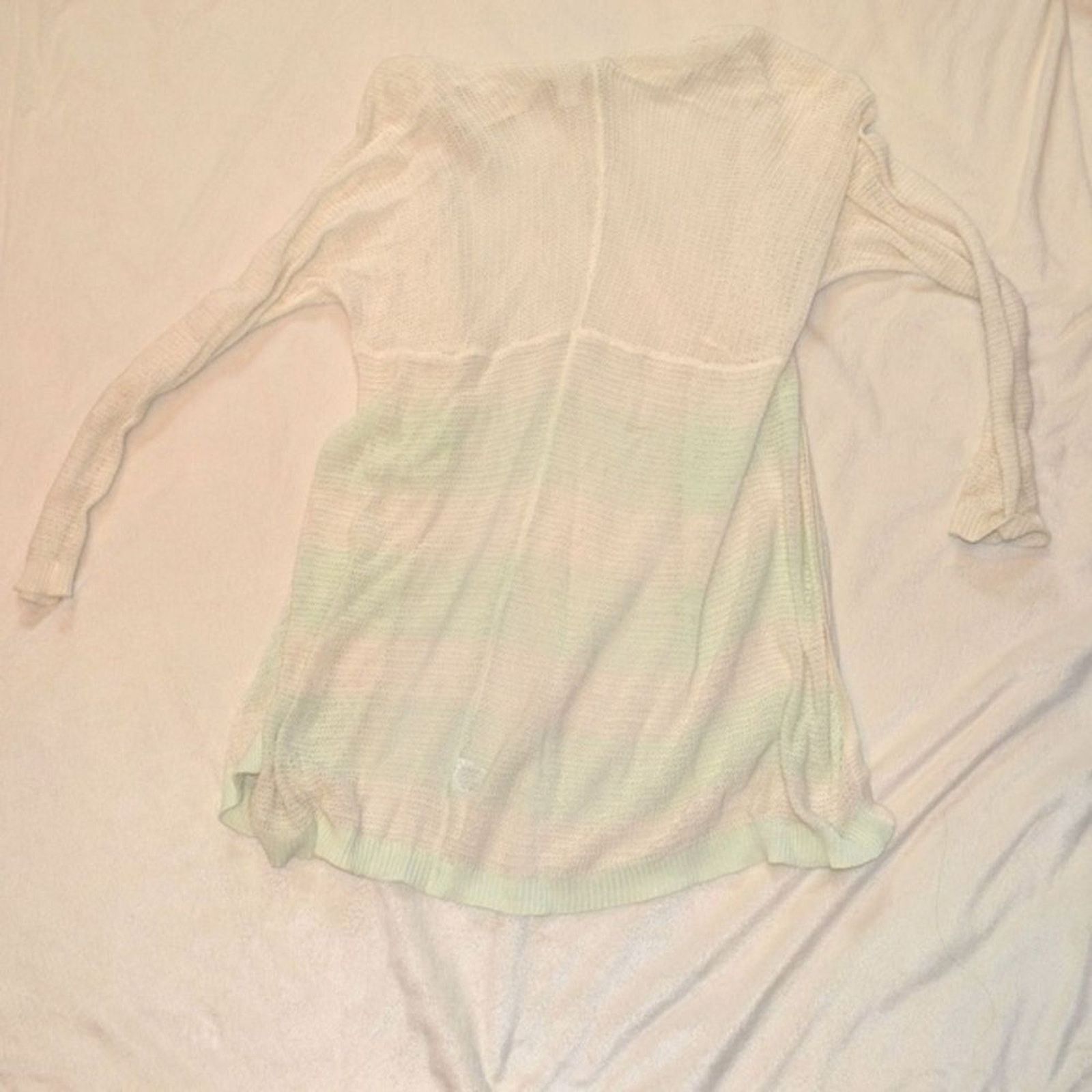 Other Wild Pearl White and Green Striped Knit Cardigan | Sz S Size S / US 4 / IT 40 - 5 Thumbnail