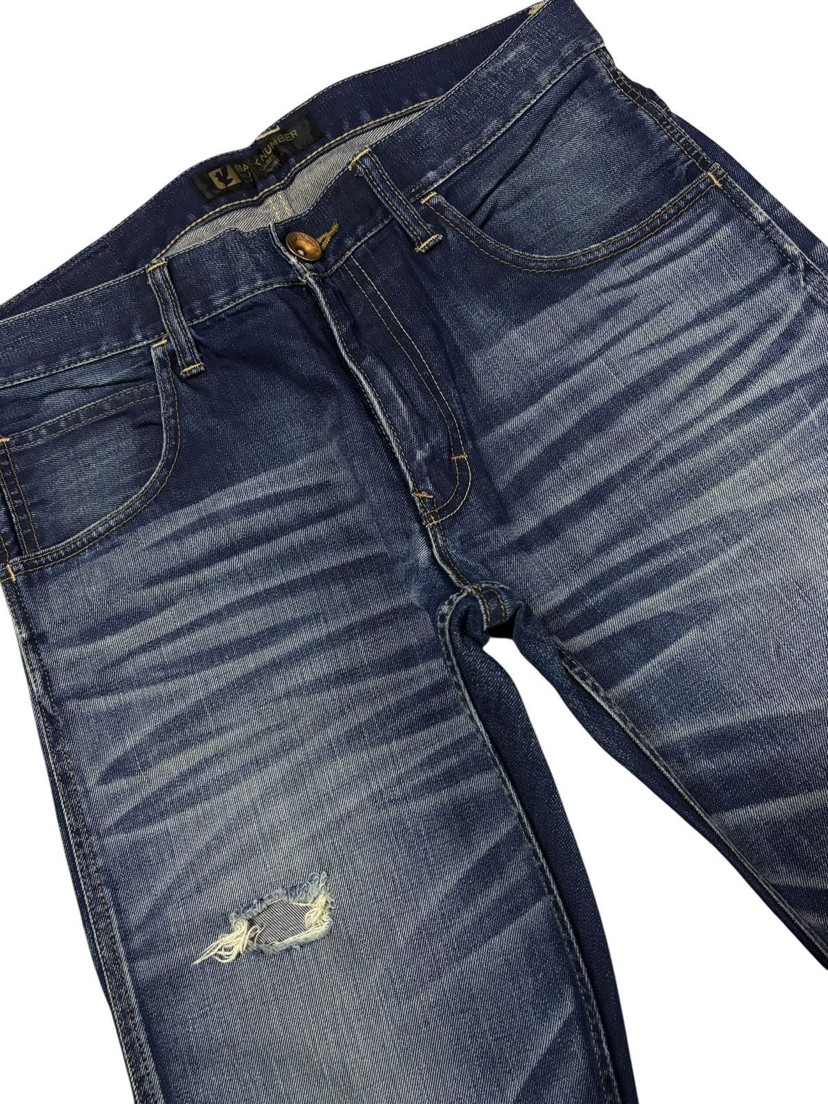Japanese Brand Vtg Back Number Japan Buckle Whisker Faded Distress Jeans Size US 32 / EU 48 - 5 Thumbnail