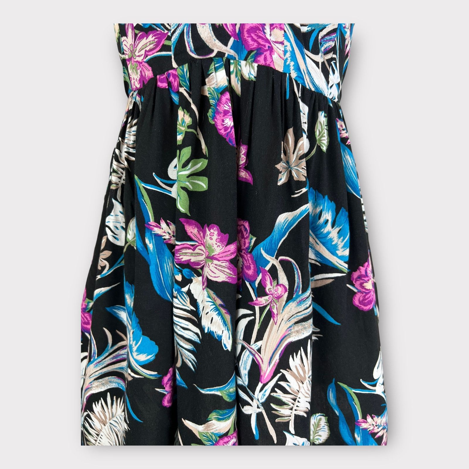Vintage Xhilaration | Tropical Summer Beach Black Sundress | Small Size S / US 4 / IT 40 - 4 Thumbnail
