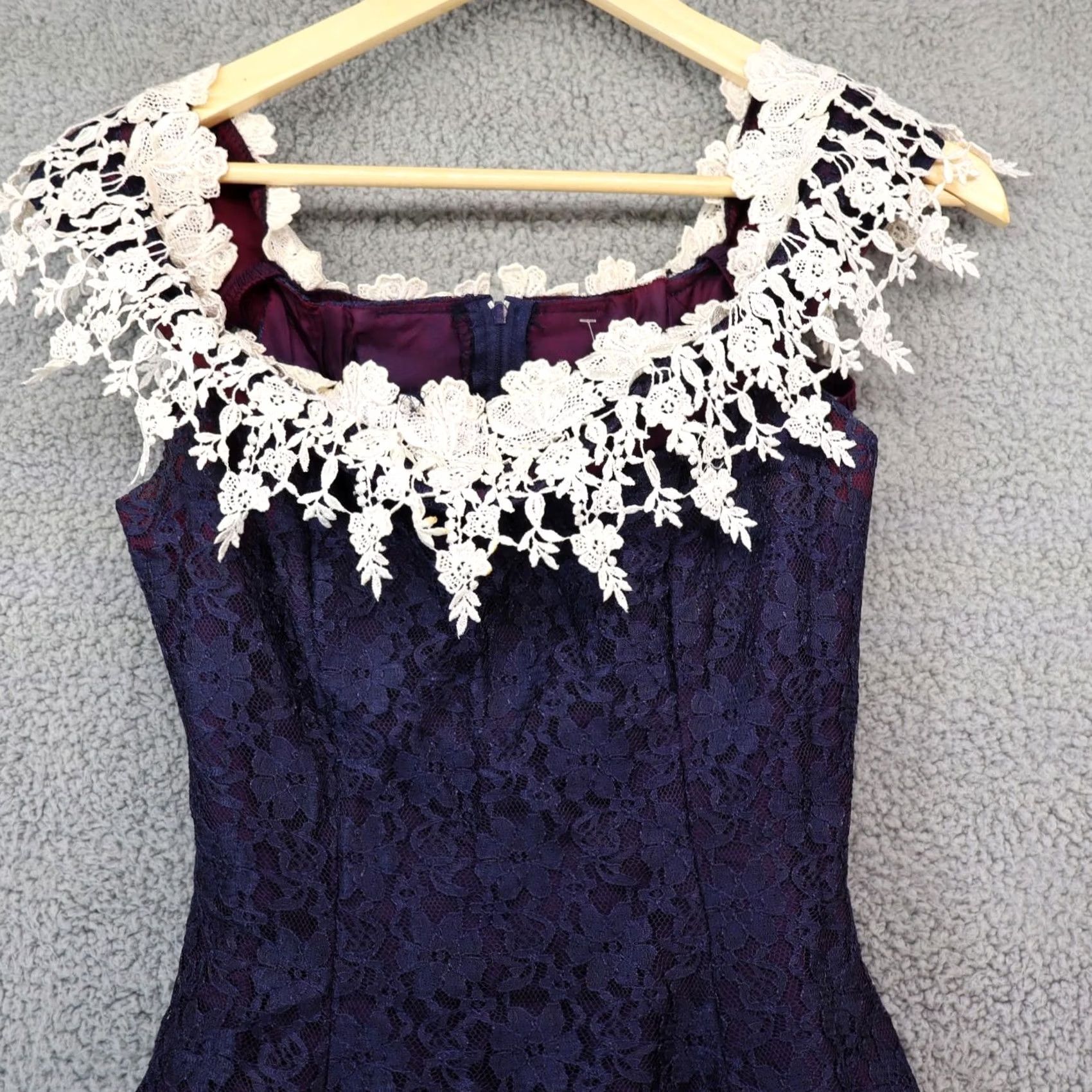 Vintage VINTAGE Notorious Dress sz 3 80s Party Prom Sheath Lace Blue Cotton Midi Women Size S / US 4 / IT 40 - 2 Thumbnail