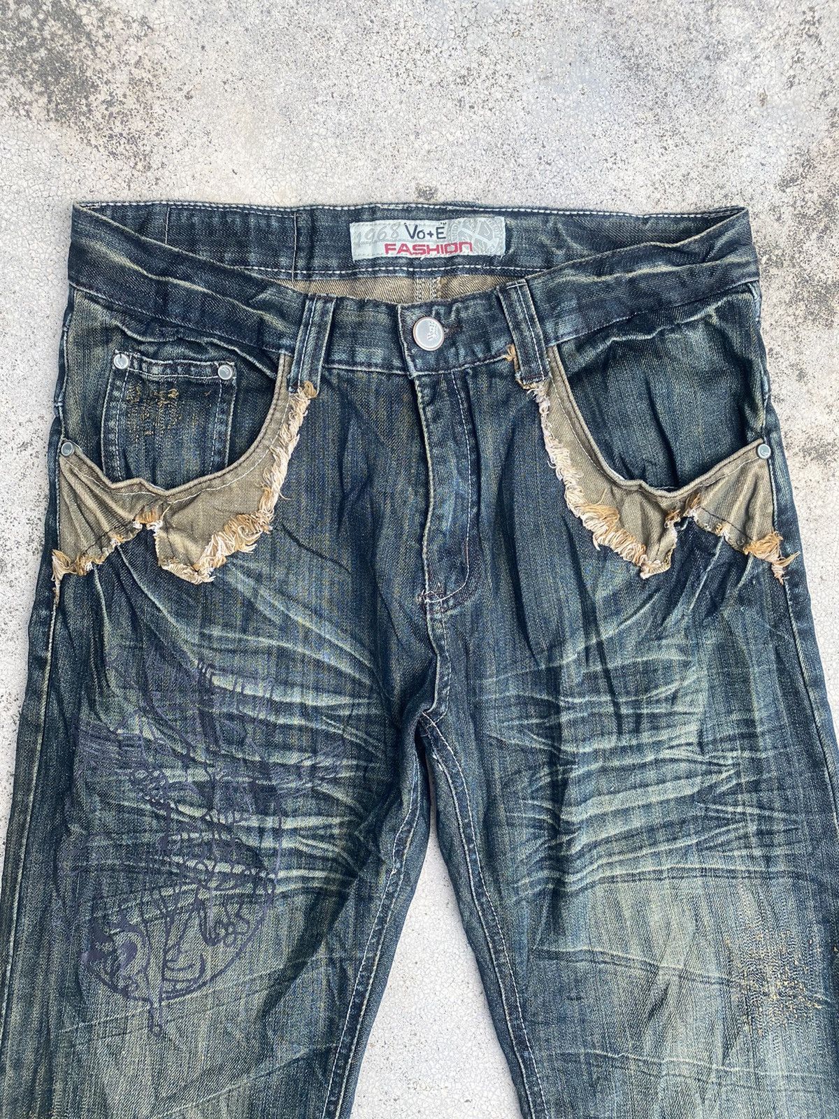 Le Grande Bleu (L.G.B.) Japanese Brand Vo+E Heavy Clawmark Cowboy Style Jeans Size US 32 / EU 48 - 2 Thumbnail