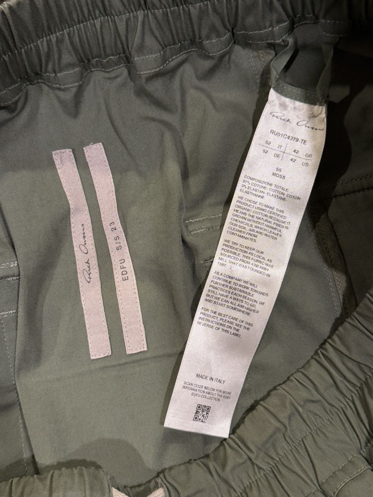 Rick Owens Rick Owens EDFU 23 Green Drop Crotch Cargo Drawstring Pants Size US 34 / EU 50 - 10 Thumbnail