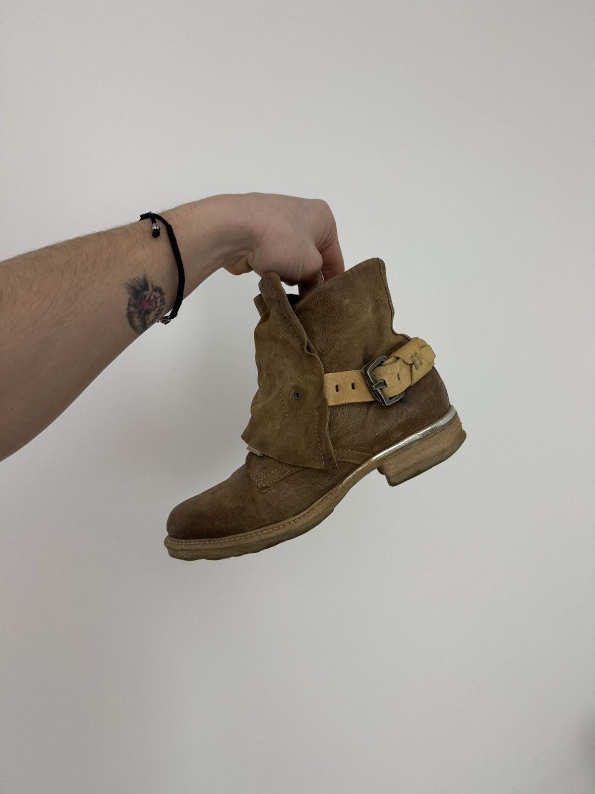 A.S.98 Vintage A.S 98 Leather Ankle Biker Boots Italy Beige Size US 9 / IT 39 - 3 Thumbnail