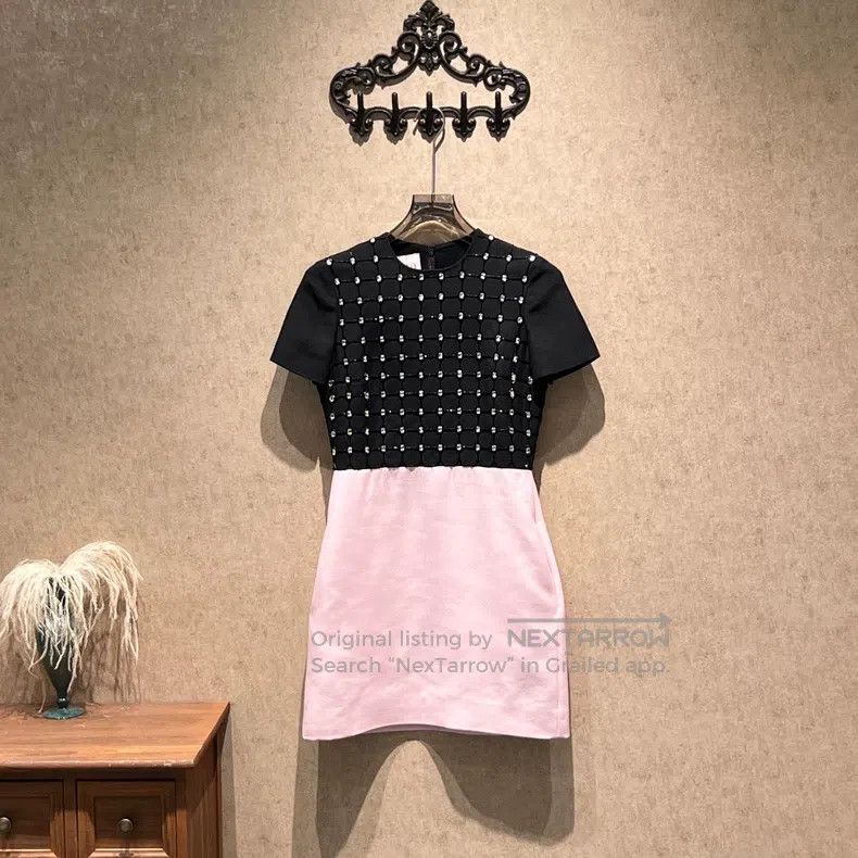 Valentino Valentino Black and pink color-blocked rhinestone dress Size S / US 4 / IT 40 - 1 Thumbnail