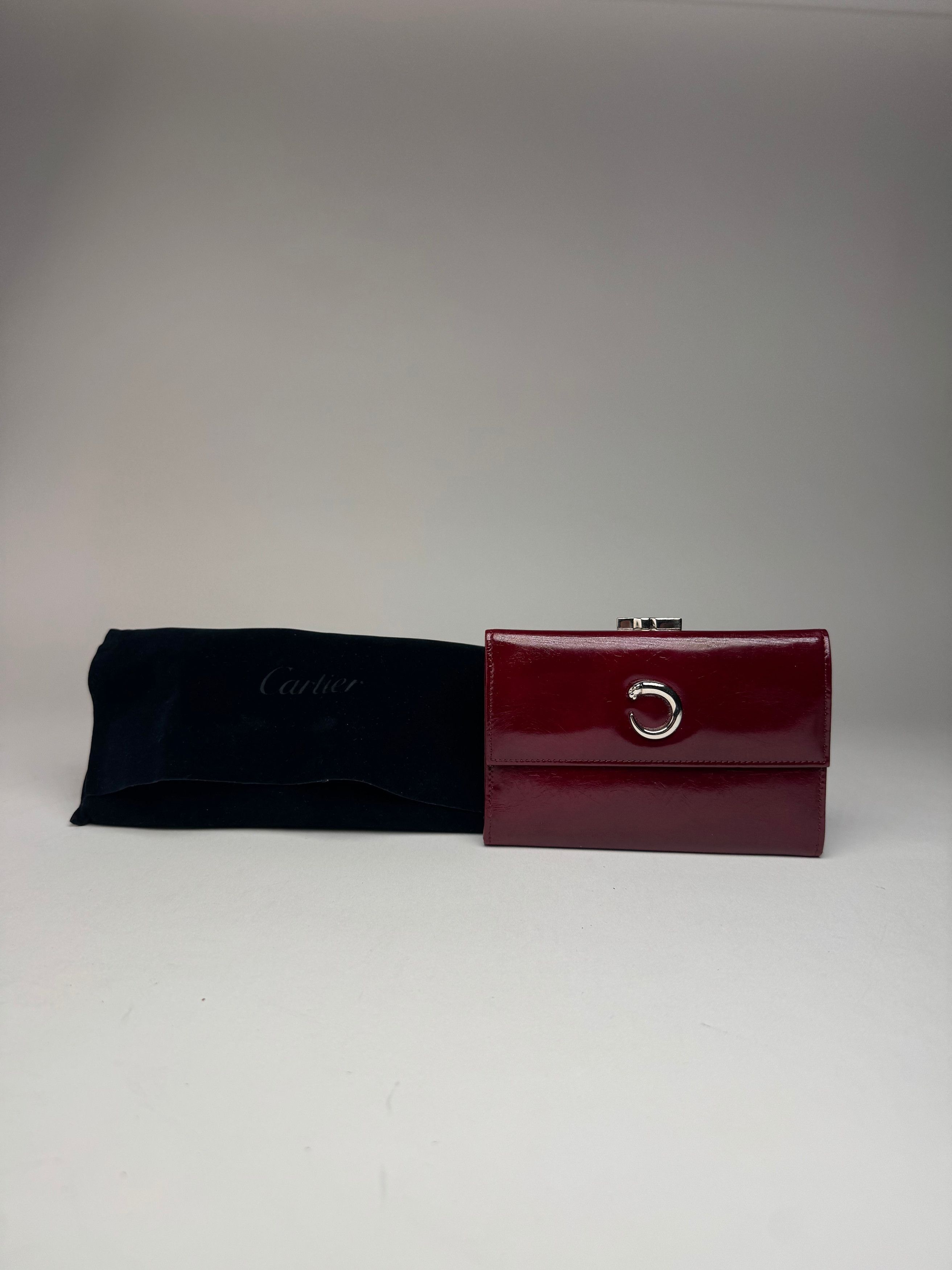 Cartier Vintage Panthere Patent Leather Wallet Burgundy Size ONE SIZE - 1 Thumbnail