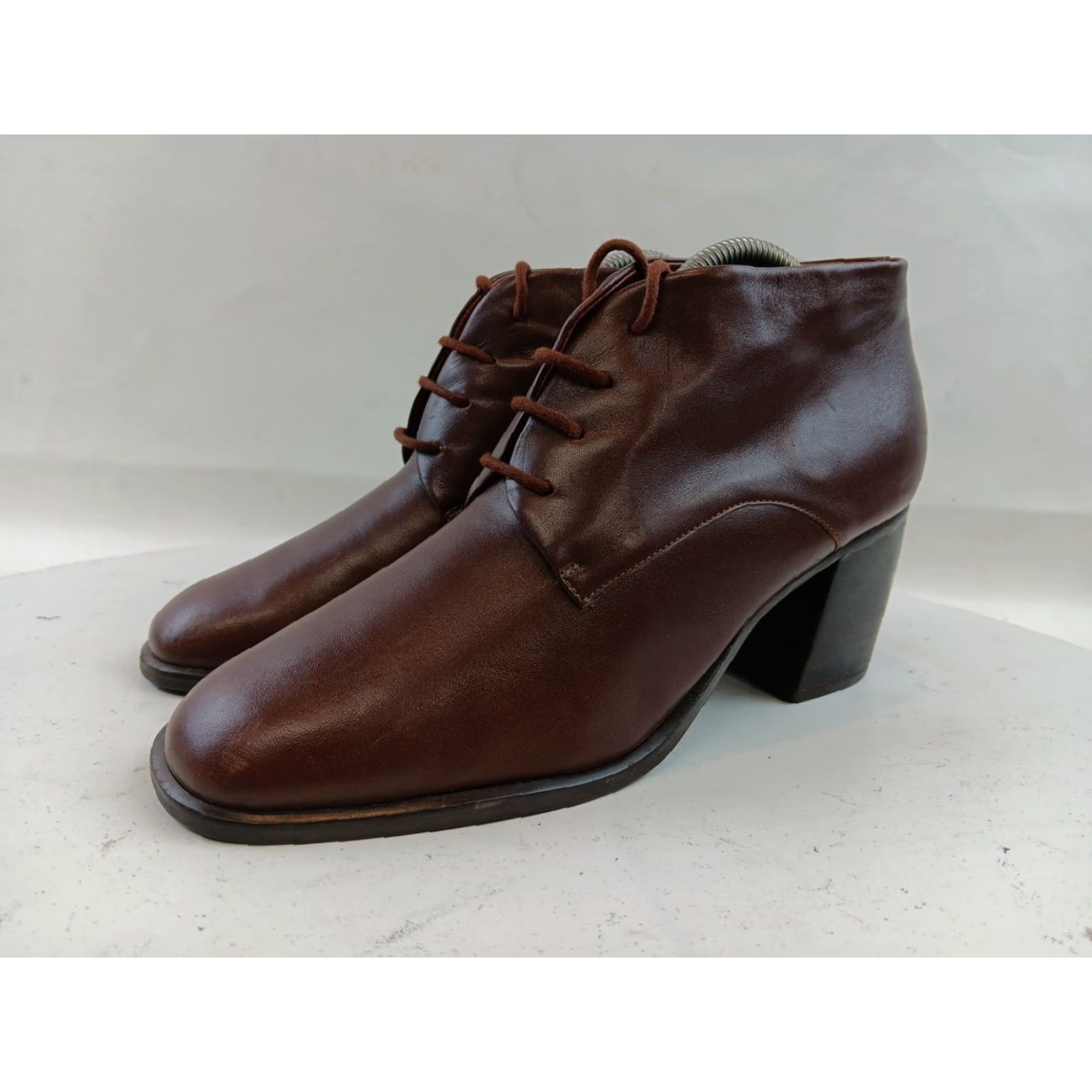 Etienne Aigner Etienne Aigner Pinto Boots Women Ankle Brown Leather Lace Up Block Heel 2 in Size 10 M Casual Fall Winter Spring Size US 10 / IT 40 - 3 Thumbnail