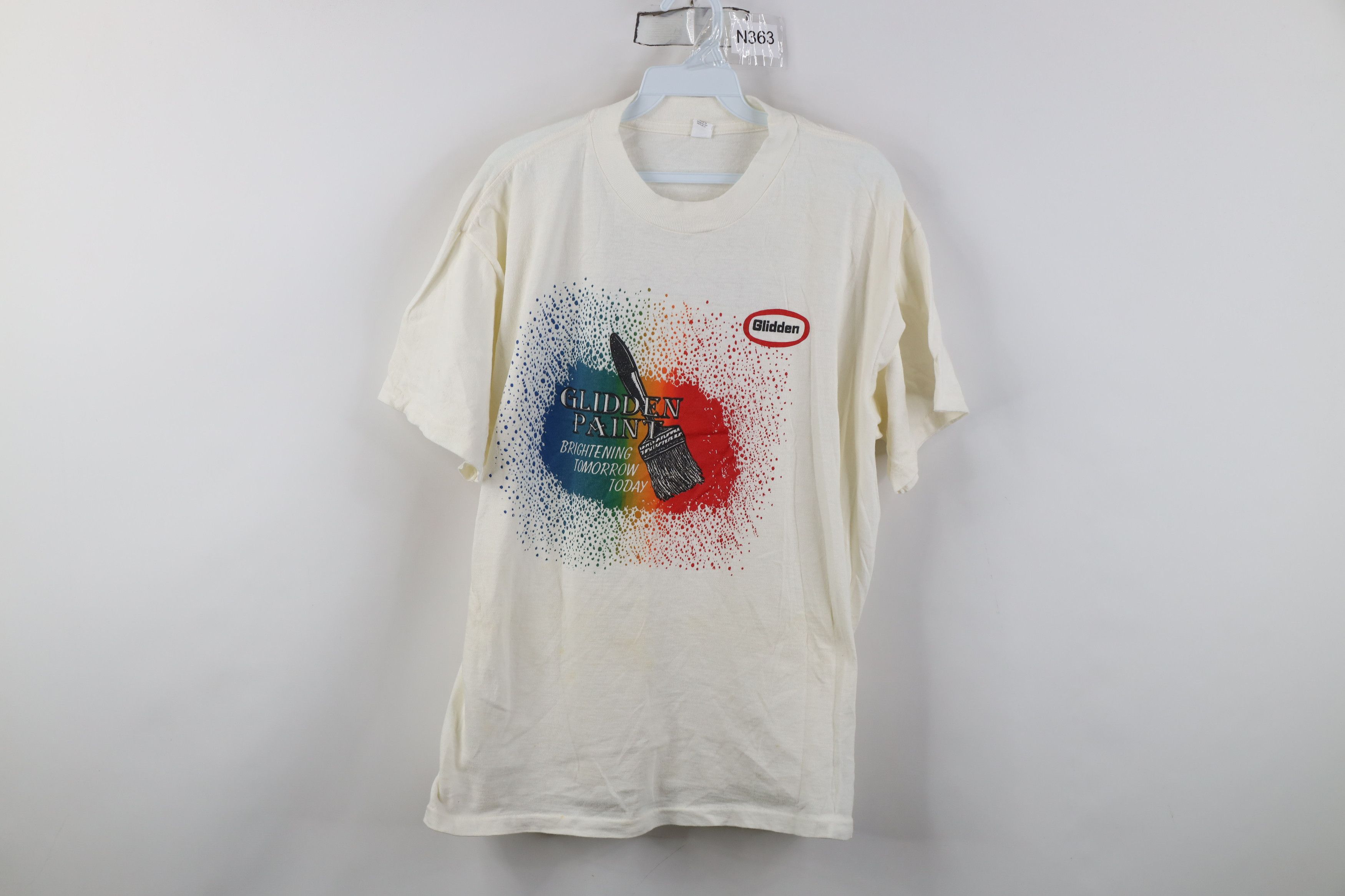 Vintage Vintage 80s 90s Streetwear Glidden Paint Rainbow T-Shirt Size US L / EU 52-54 / 3 - 1 Thumbnail