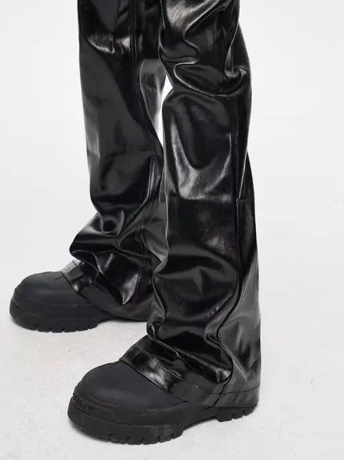 VIBE High street style coated waxed glossy bootcut baggy jeans Size US 34 / EU 50 - 4 Thumbnail