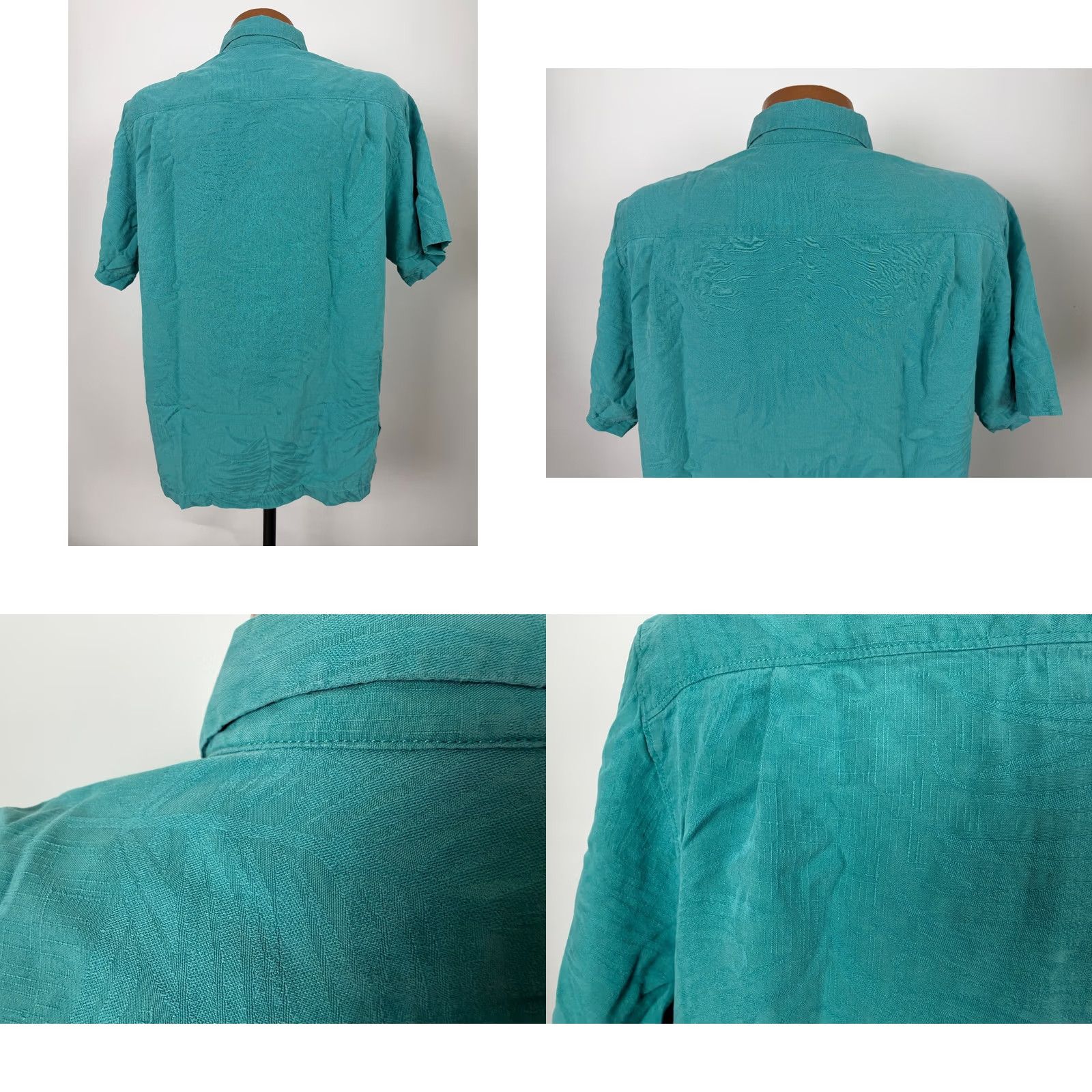 Tommy Bahama VINTAGE Tommy Bahama Shirt Men Medium Palm Frond Silk Jacquard Hawaiian Aloha Minimal Shirt Mens Medium Blue Silk Jacquard Beach Hawaii 90s Size US M / EU 48-50 / 2 - 8 Thumbnail
