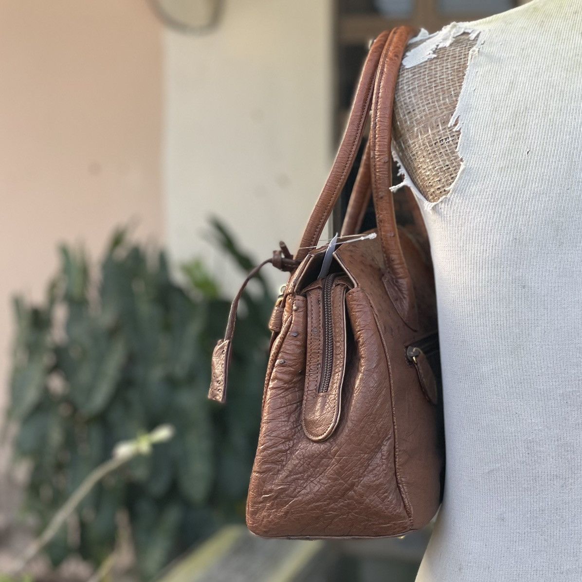 Leather Genuine Ostrich Leather Handbag Size ONE SIZE - 3 Thumbnail