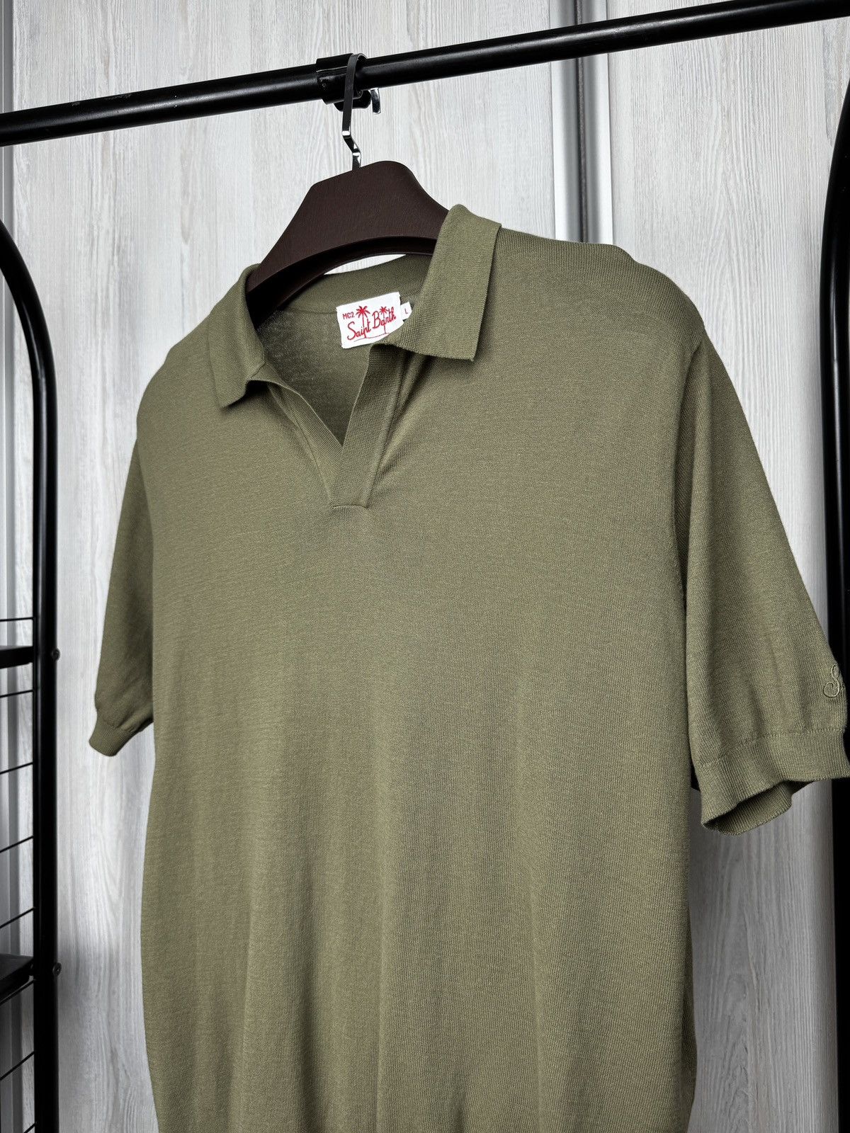 MC2 Saint Barth MC2 Saint Barth khaki Green Knitted SS Polo Sweater Size US L / EU 52-54 / 3 - 4 Thumbnail