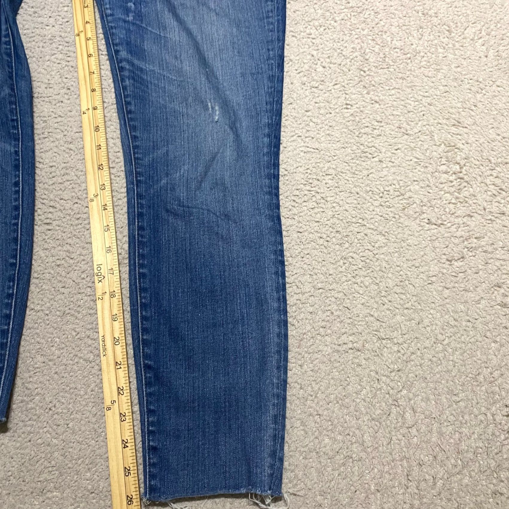 Madewell Madewell Jeans Womens Blue Denim High Rise Skinny 29 in. Distressed 5-Pocket Regular Rise Button Zip Hem Size 29" - 6 Thumbnail