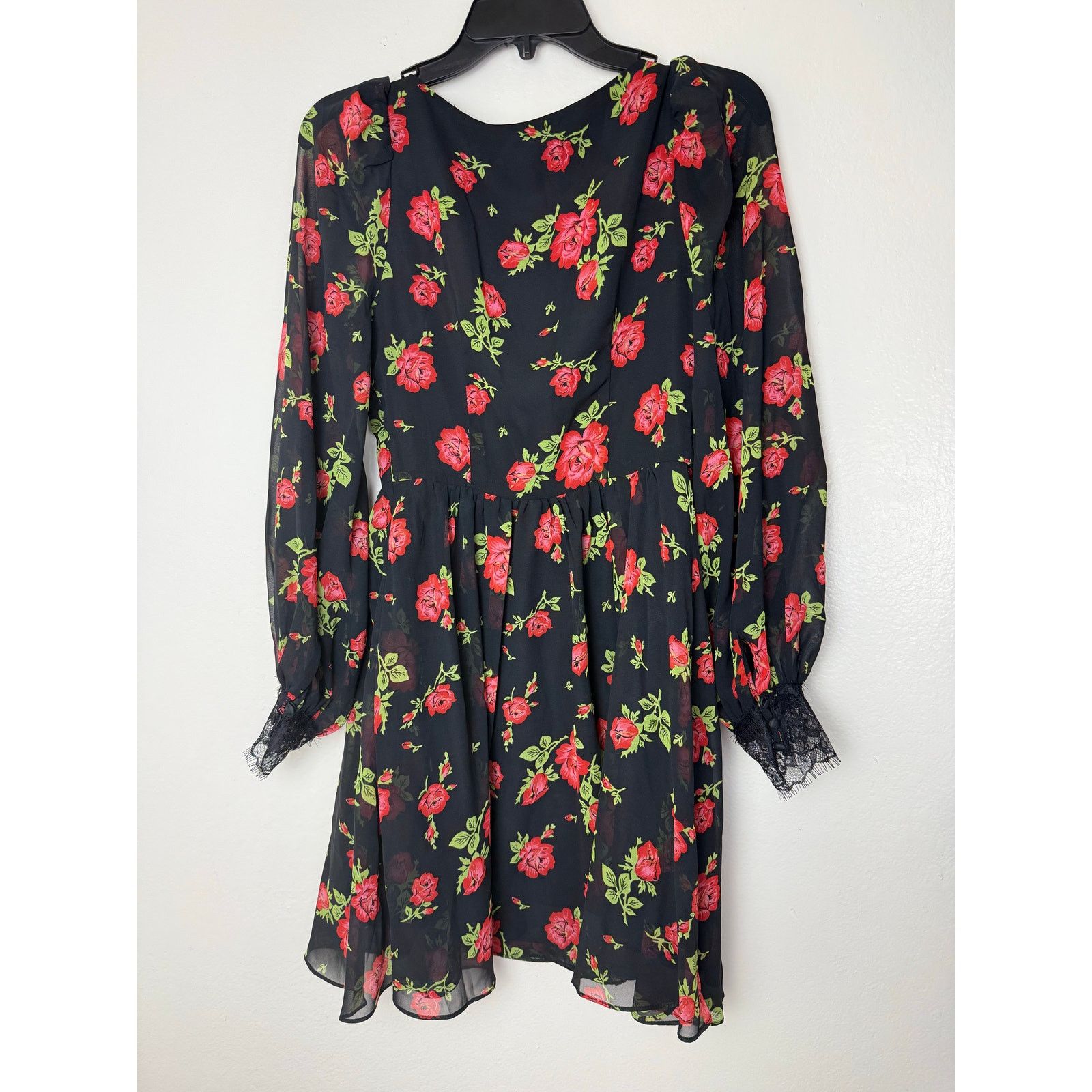 Asos ASOS DESIGN Rose Floral Lace Skater Mini Dress - US 2 Size XS / US 0-2 / IT 36-38 - 4 Thumbnail