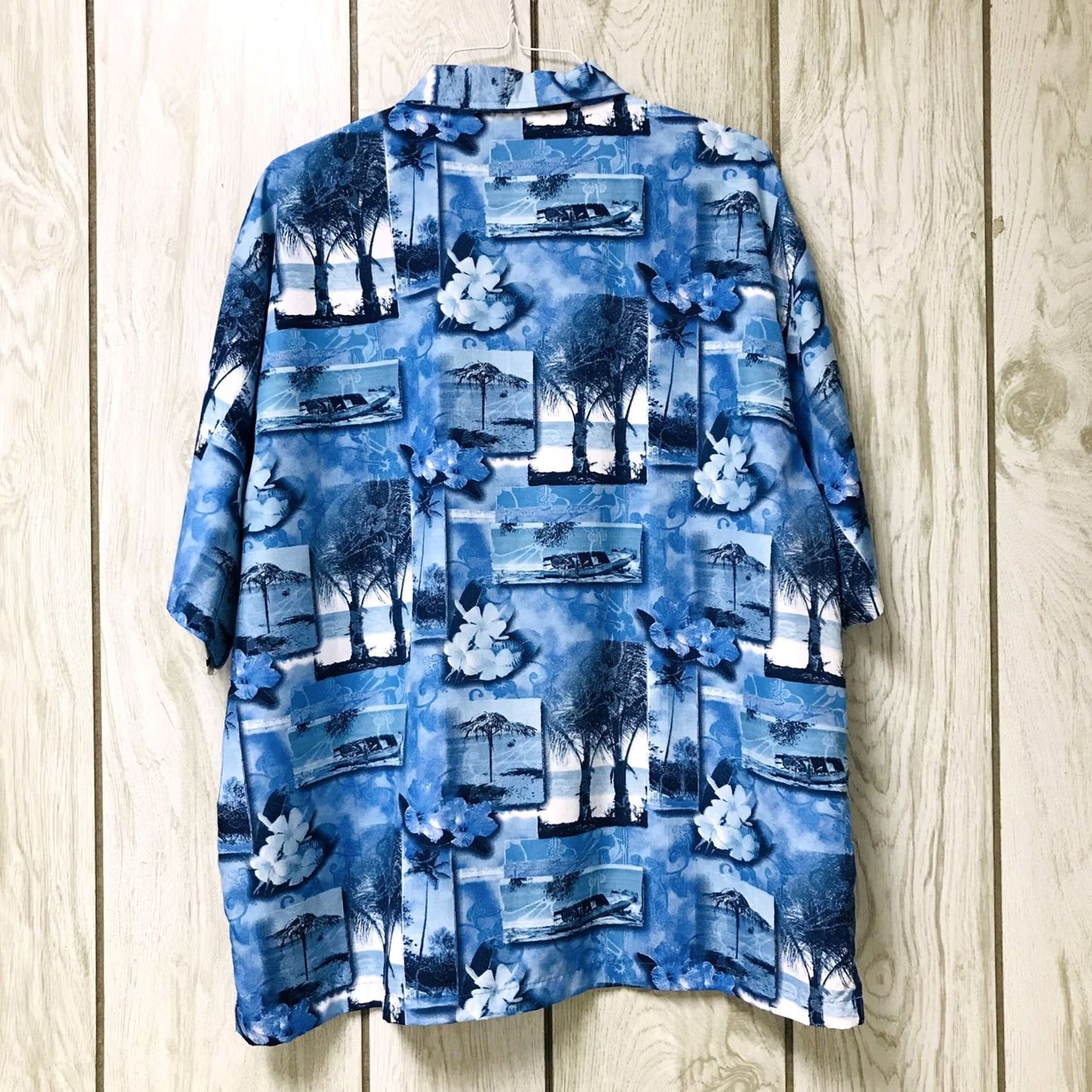 Vintage Arizona Jean Co Men Blue Hawaiian Tropical Print Button Up Short Sleeve Shirt XL Size US XL / EU 56 / 4 - 2 Thumbnail