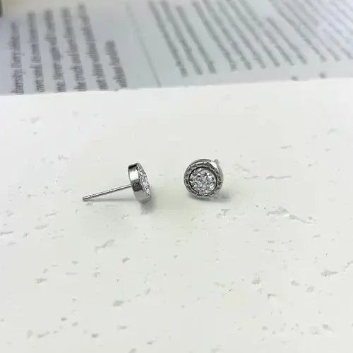 Other 925 Silver Plated CZ Cubic Zirconia Stud Earrings for Men Size ONE SIZE - 3 Thumbnail
