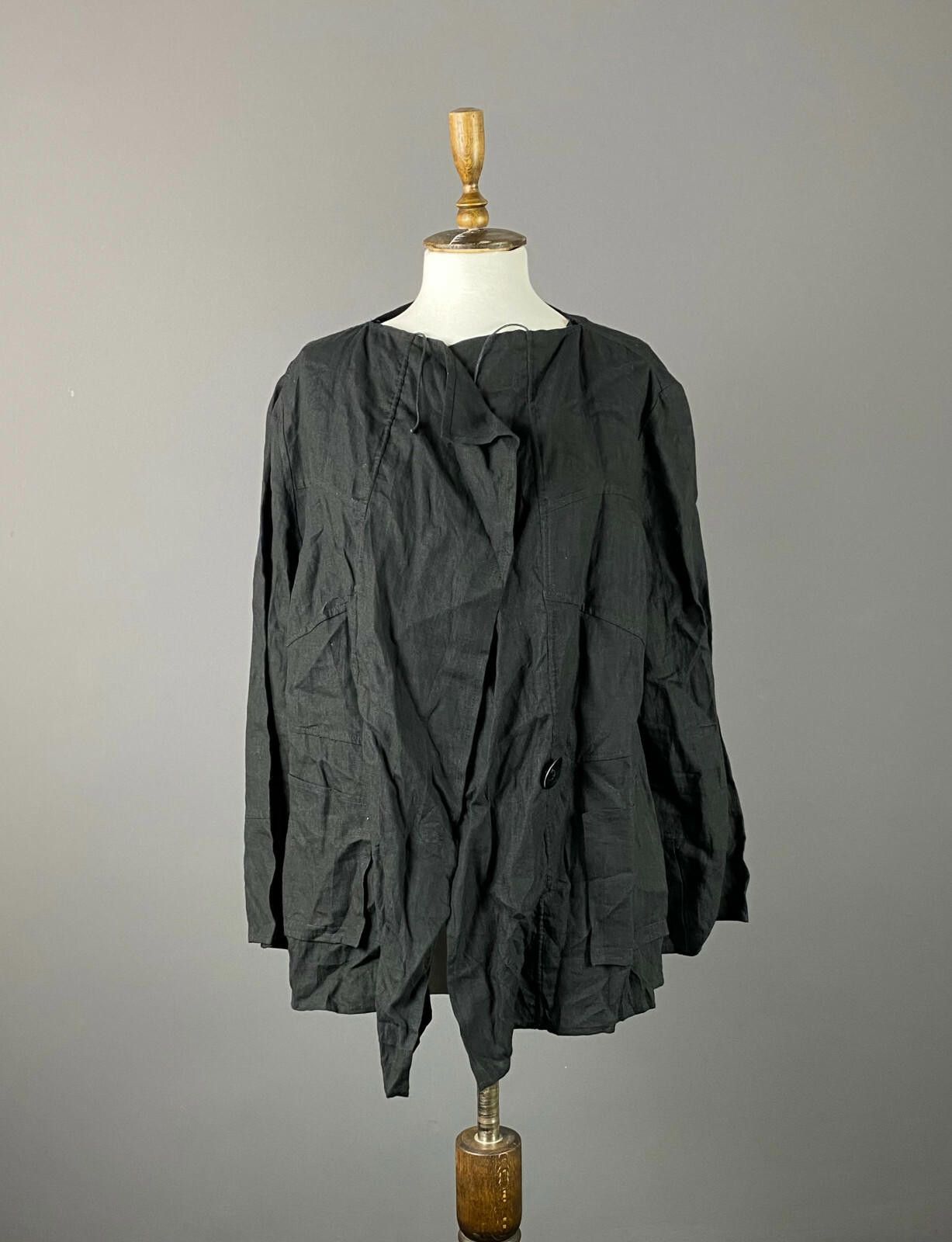 JOHN LAWRENCE SULLIVAN SULU Kerstin Bernecker Black Linen Trapeze Jacket Size 42 Size M / US 6-8 / IT 42-44 - 1 Thumbnail
