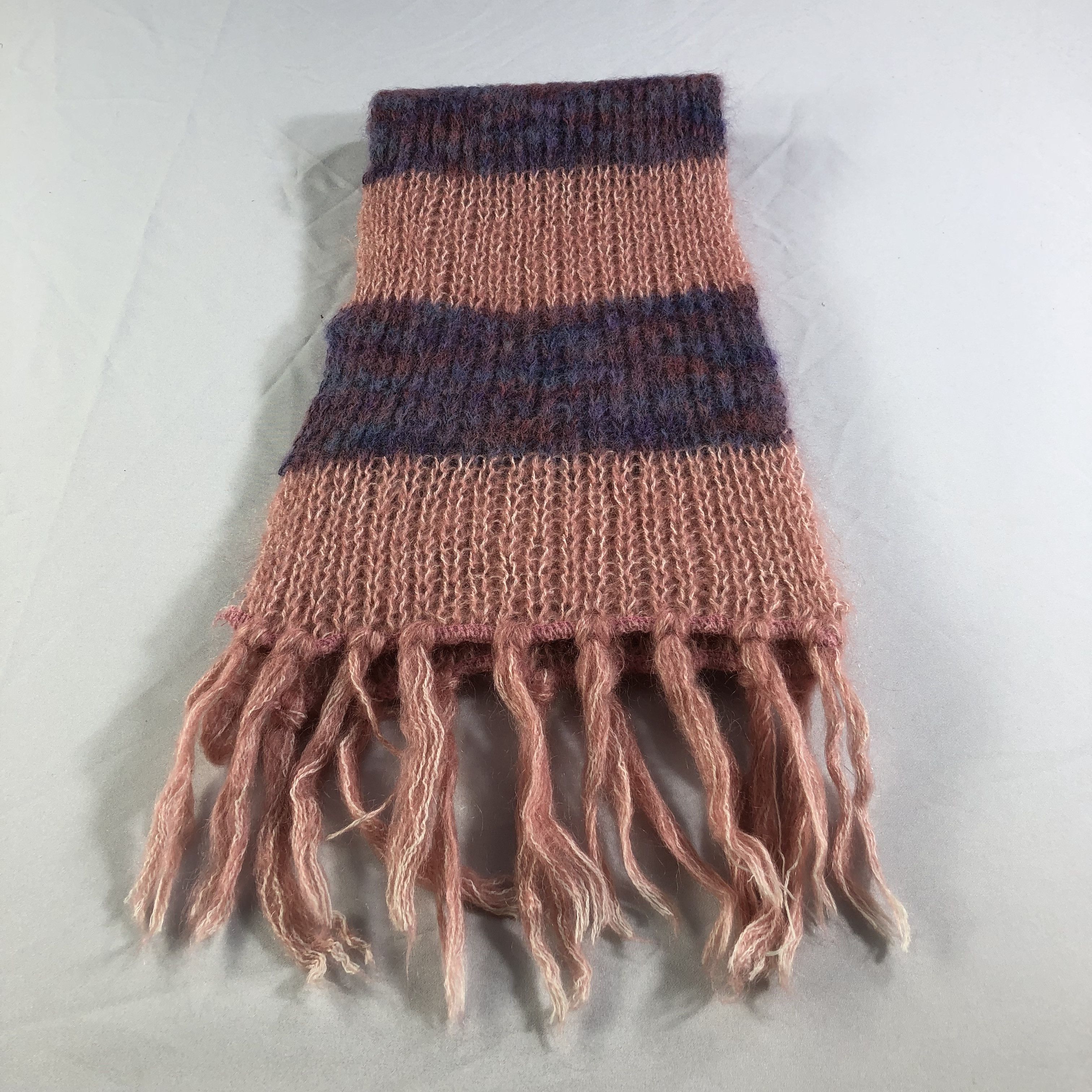 Vintage Striped Mohair Scarf Muffler V1487 Size ONE SIZE - 3 Thumbnail