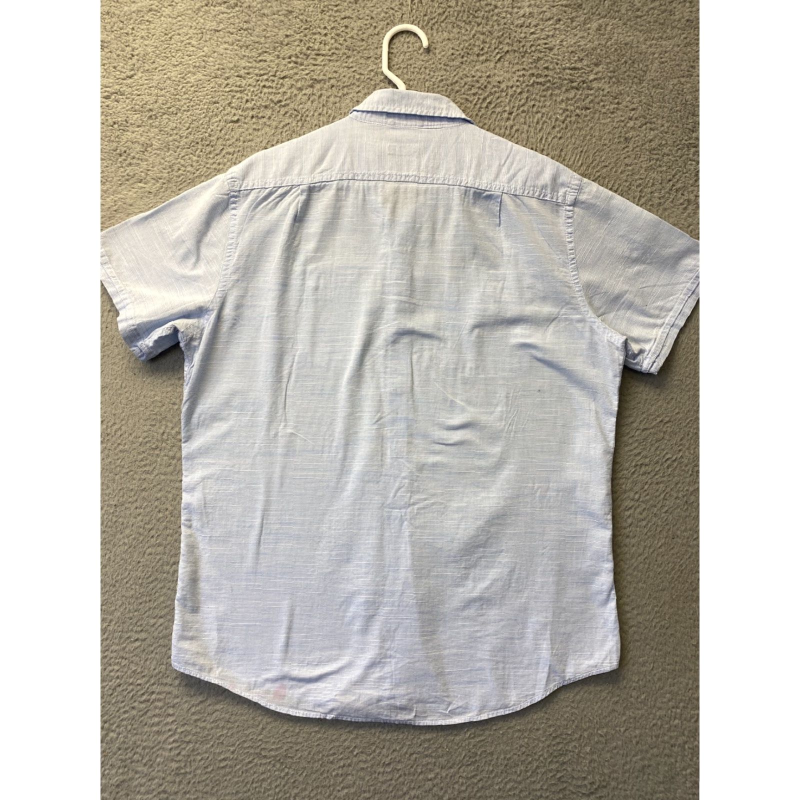 Izod IZOD Button-Up Shirt Mens Large Light Blue Striped Short Sleeve Classic Relaxed Fit Size US L / EU 52-54 / 3 - 7 Thumbnail