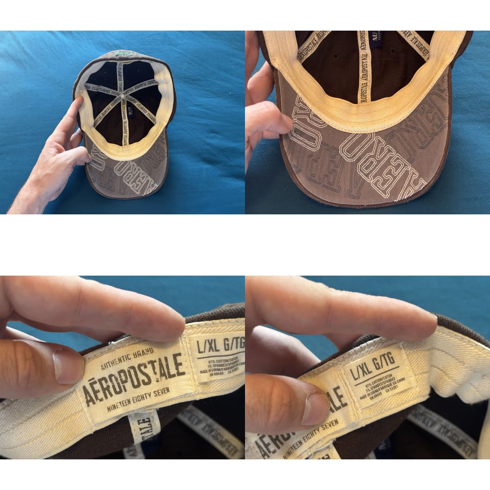 Aeropostale VINTAGE Aeropostale Hat Baseball Cap Large XL Brown Fitted Aero A 87 Y2K 2000s Mens Size ONE SIZE - 8 Thumbnail