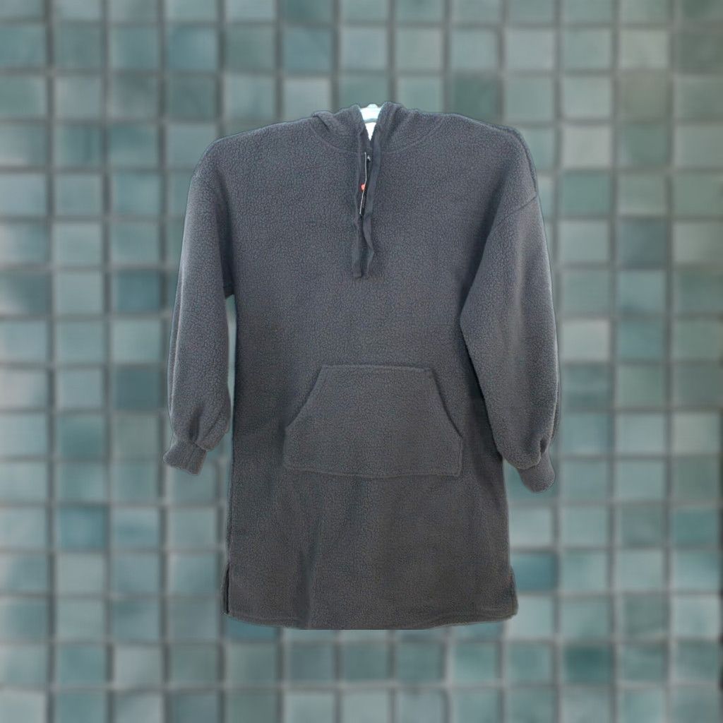 Vintage Wild Fable Hoodie Adult XS Gray Long Sleeve Solid Faux Shearling 80s 90s Womens Size XS / US 0-2 / IT 36-38 - 1 Thumbnail