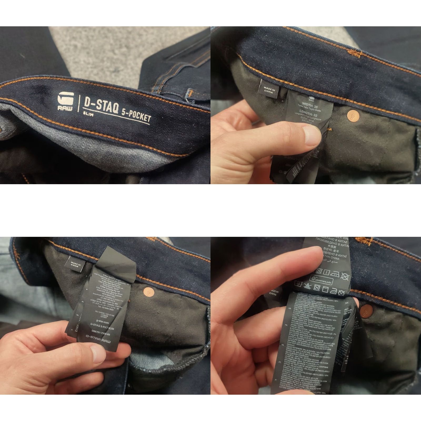 G-Star G-Star d-staq 5 pocket slim Fit Dark Blue Denim Jeans - 38 Regular Blue 90s Stars Style Mens Jeans Size US 38 / EU 54 - 9 Thumbnail