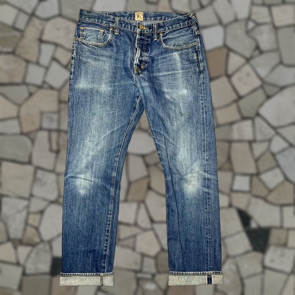 VINTAGE PRPS Demon Denim Jeans Japanese Distressed 32x31 Blue 100% Cotton Men Straight Regular Belt Loops Distressed 32x31