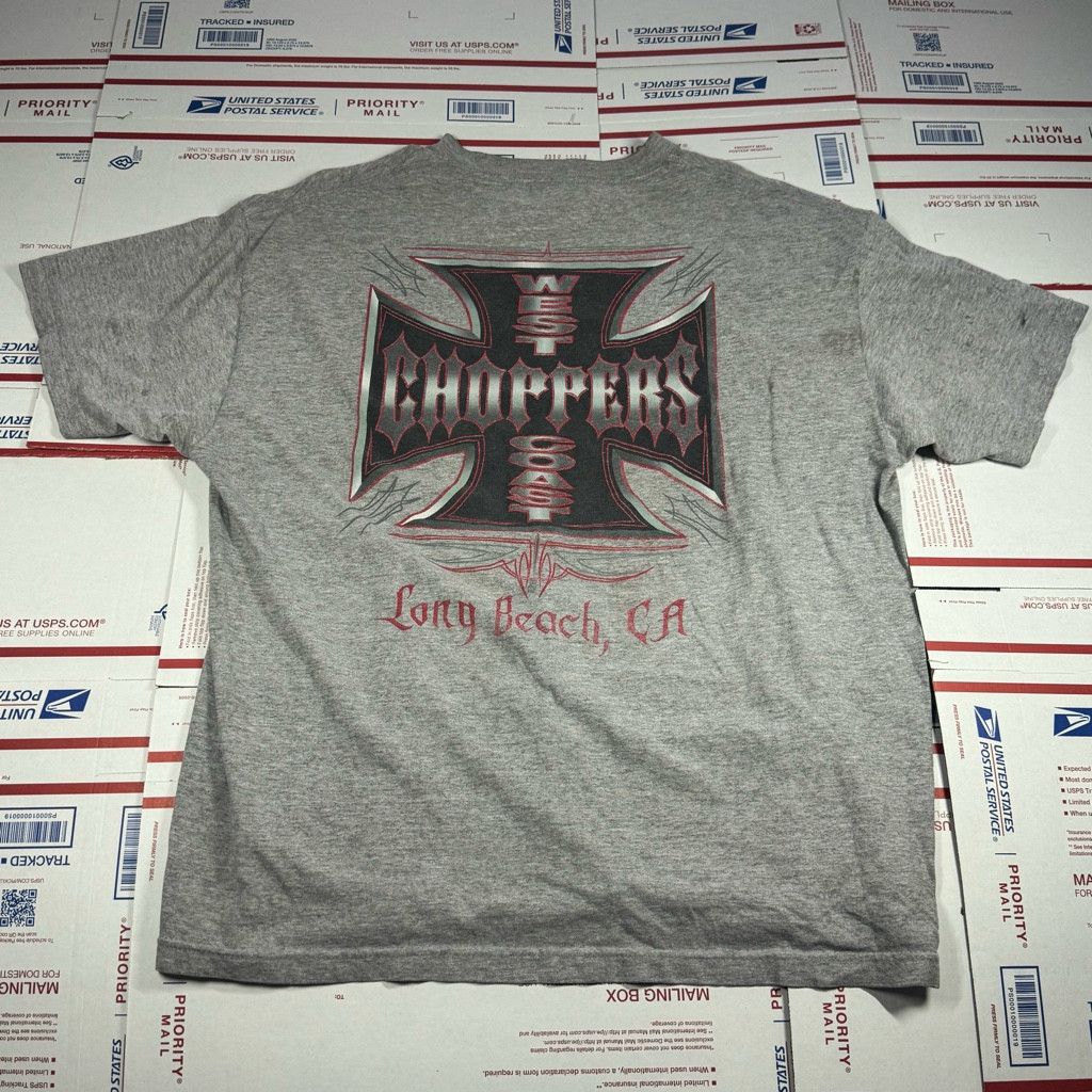 Harley Davidson Thrashed Grey Red West Coast Choppers Vintage Size XL Size US XL / EU 56 / 4 - 1 Thumbnail