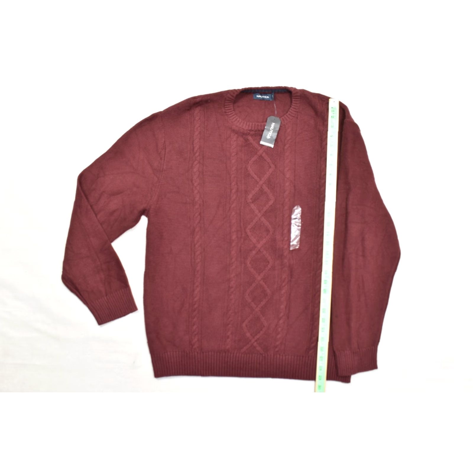 Nautica Nautica Sweat er Crewneck Pullover Knit Cable XXL Royal Burgundy Red Cotton Men’s Size US XXL / EU 58 / 5 - 3 Thumbnail