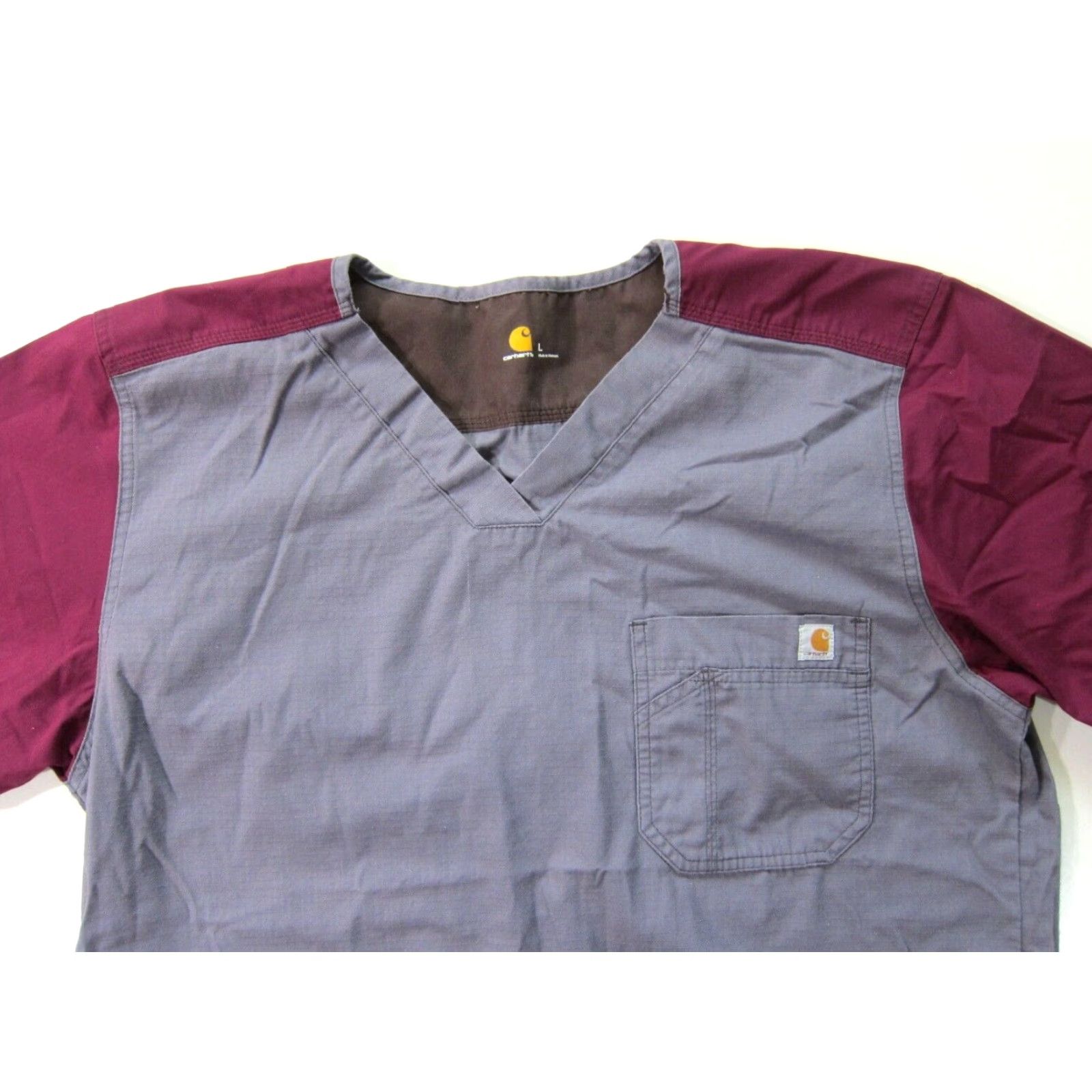 Carhartt Carhartt Shirt Men L Gray V-Neck Pocket Short Sleeve Nursing Work Shirt Size US L / EU 52-54 / 3 - 3 Thumbnail