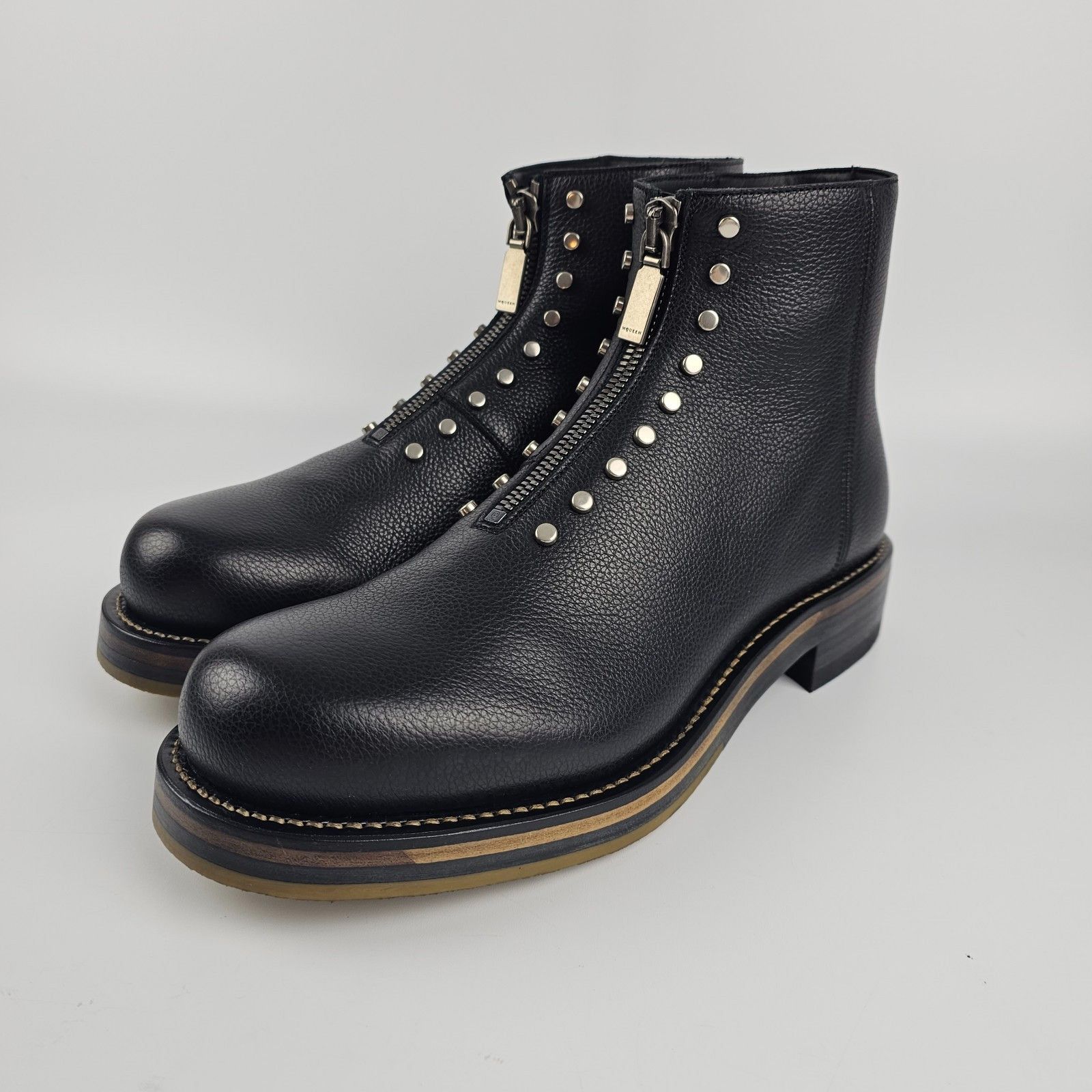 Alexander McQueen ALEXANDER MCQUEEN Maker Black Leather Ankle Boots New/Authen Size US 12 / EU 45 - 1 Thumbnail