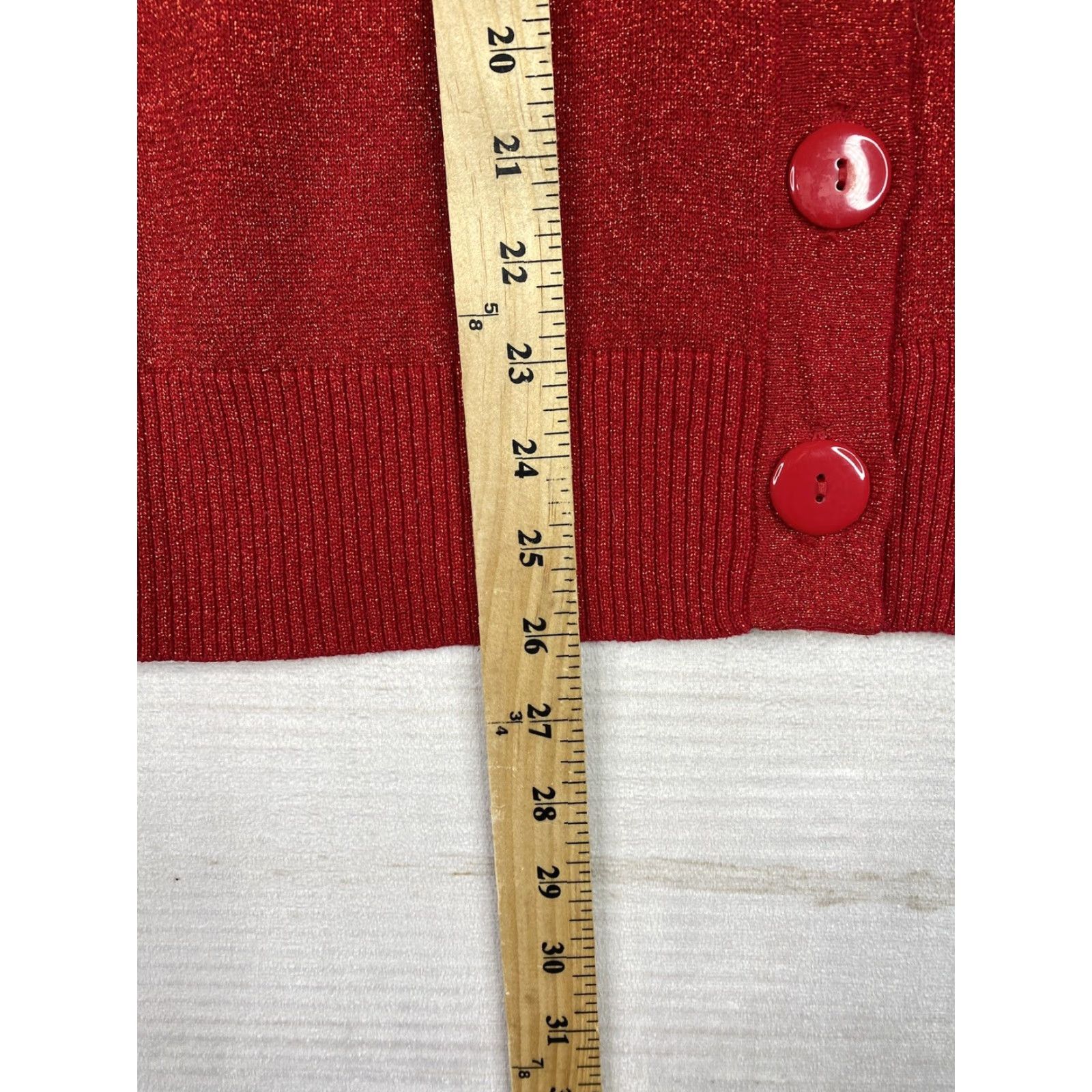 Vintage Hampshire Studio Sweater Womens M Red Cardigan V-Neck Button Up Glitter Knit Cotton Blend Size M / US 6-8 / IT 42-44 - 7 Thumbnail