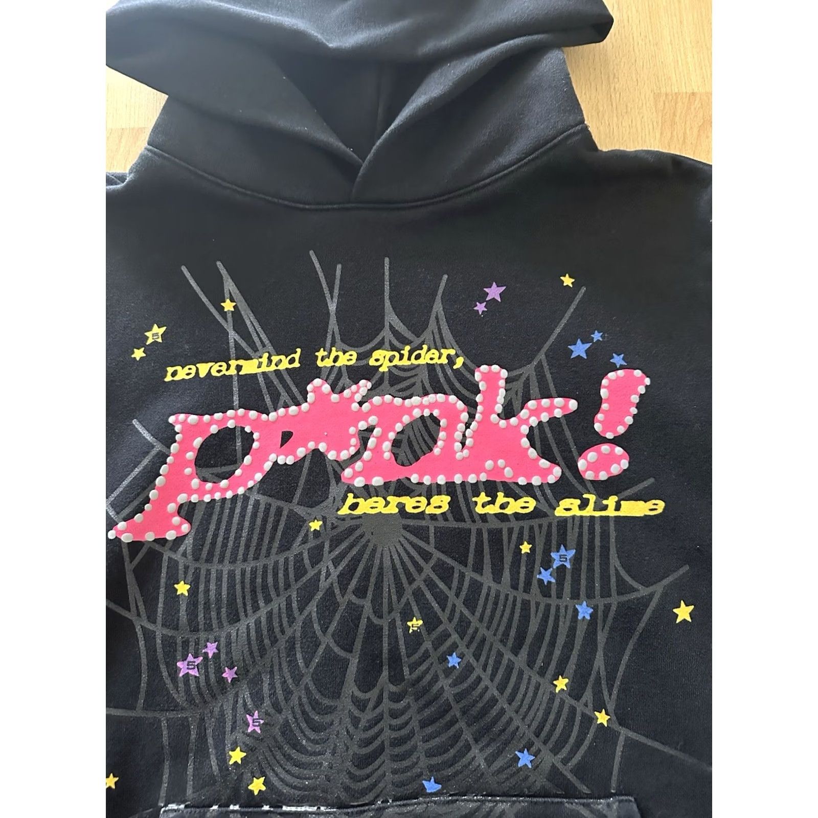 Pinko Sp5der Hoodie Black V2 Size Large Pullover Cotton Fleece Long Sleeve Mens Regular 22.5” Chest 27” Length Black Size US L / EU 52-54 / 3 - 2 Thumbnail
