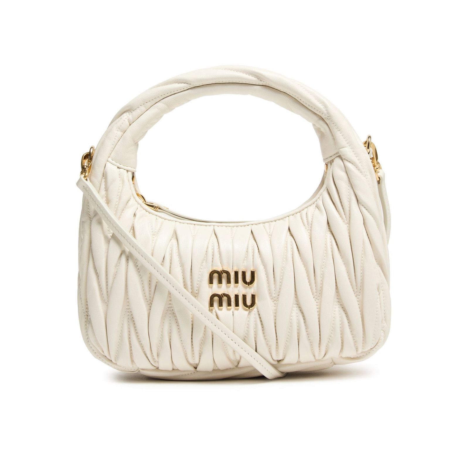 Miu Miu MIU MIU Wander Small $2800 White Nappa Leather Hobo Bag New Size ONE SIZE - 1 Thumbnail