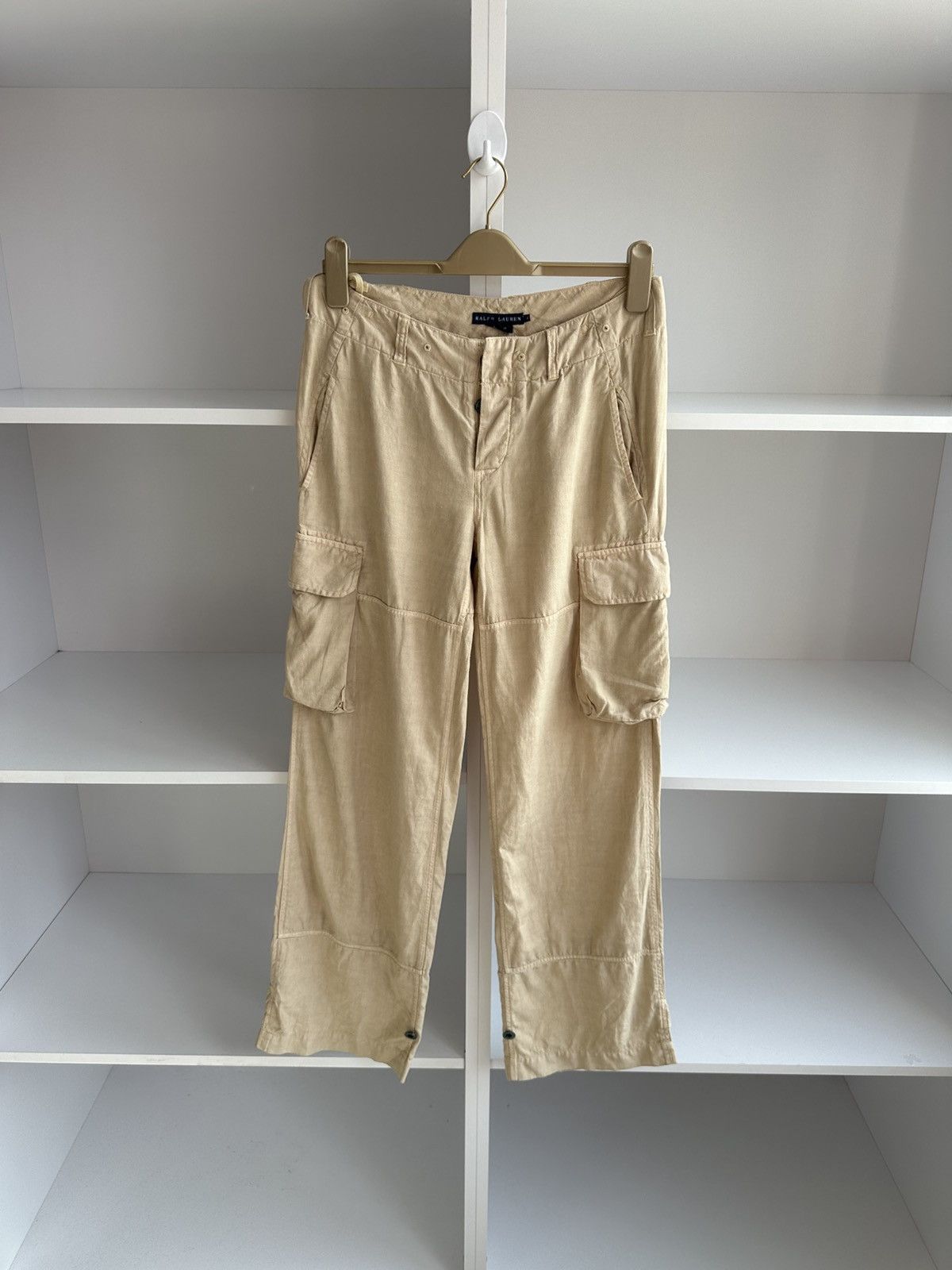 Vintage Vintage Polo Ralph Lauren Woman Linen Cargo Pants Size 30" / US 8 / IT 44 - 2 Thumbnail