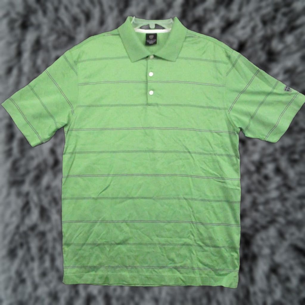 Nike Nike Golf Polo Shirt L Mens Dri-Fit Green Blue Stripe Short Sleeve Cotton Polyester Size US L / EU 52-54 / 3 - 1 Thumbnail