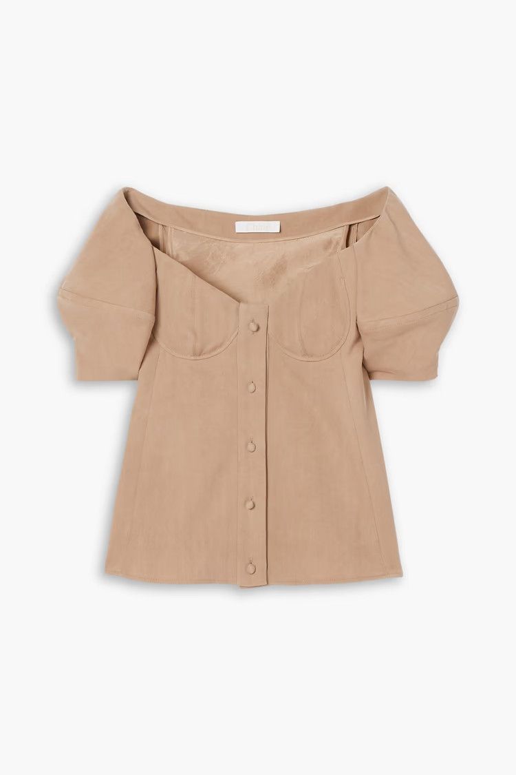 o1y0825 Solid Color Shirt in Light Brown