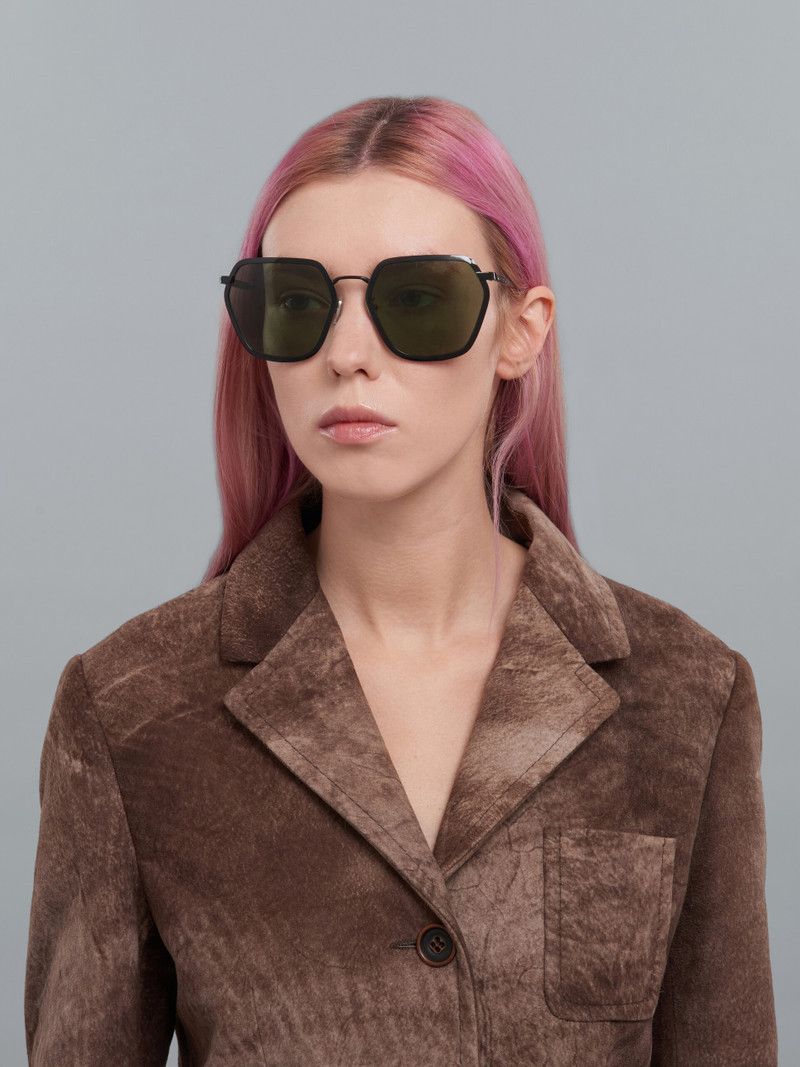Marni o1w1db11125 Size :OS/Geometric Frame Sunglasses in Black Size ONE SIZE - 2 Thumbnail