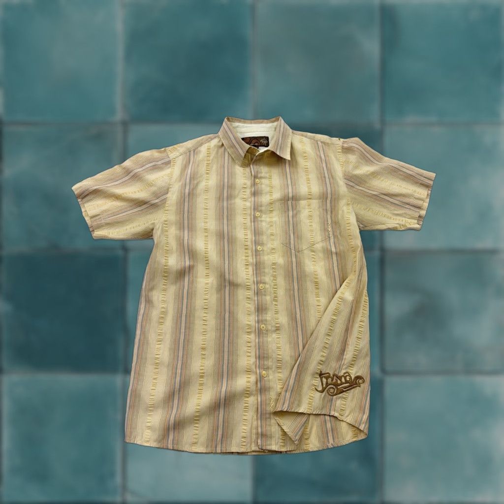 Prana Prana Shirt Mens L Yellow Brown Striped Short Sleeve Button-Up Multicolor Pattern Casual Men’s Shirt Size US L / EU 52-54 / 3 - 1 Thumbnail