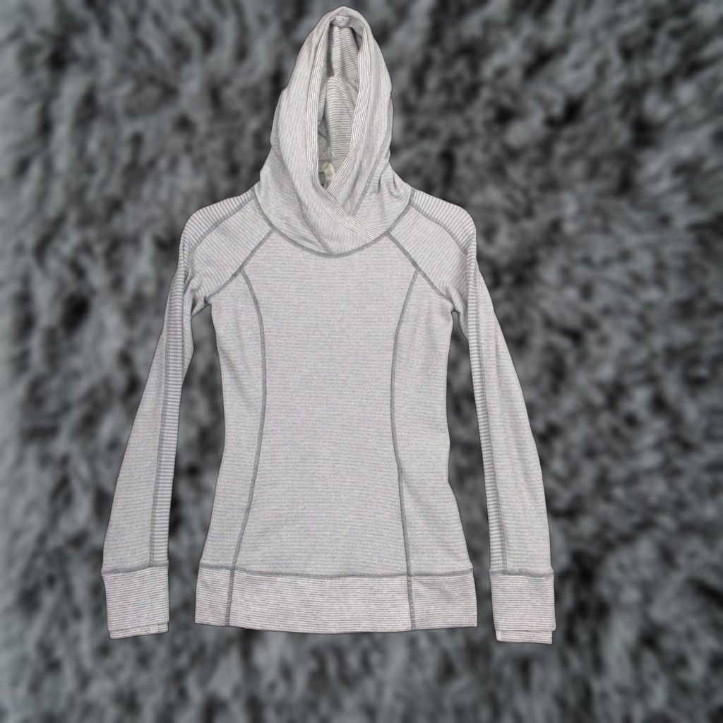 Lululemon Lululemon Hoodie Womens 2 Gray Stripe Cowl Neck Thumbholes Zip Pocket Shirt Adult Regular XS-XL? Size XS / US 0-2 / IT 36-38 - 1 Thumbnail