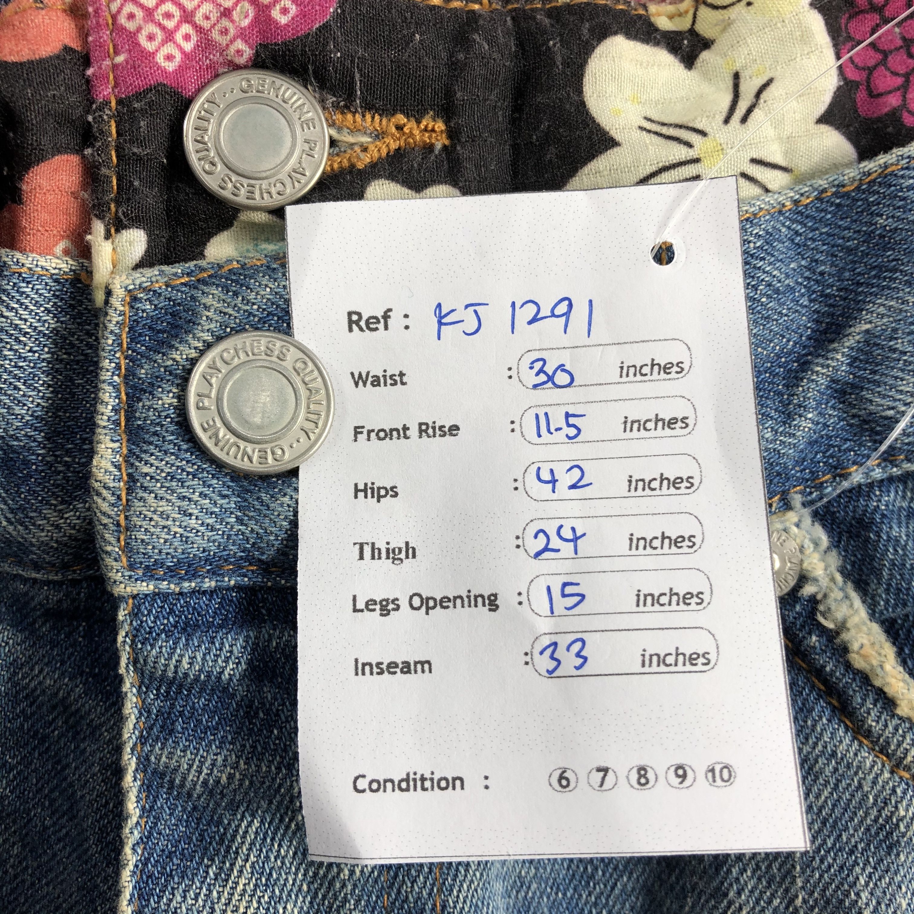 Japanese Brand Playchess Jeans DIstressed Double Waist Denim KJ1291 Size US 30 / EU 46 - 14 Thumbnail