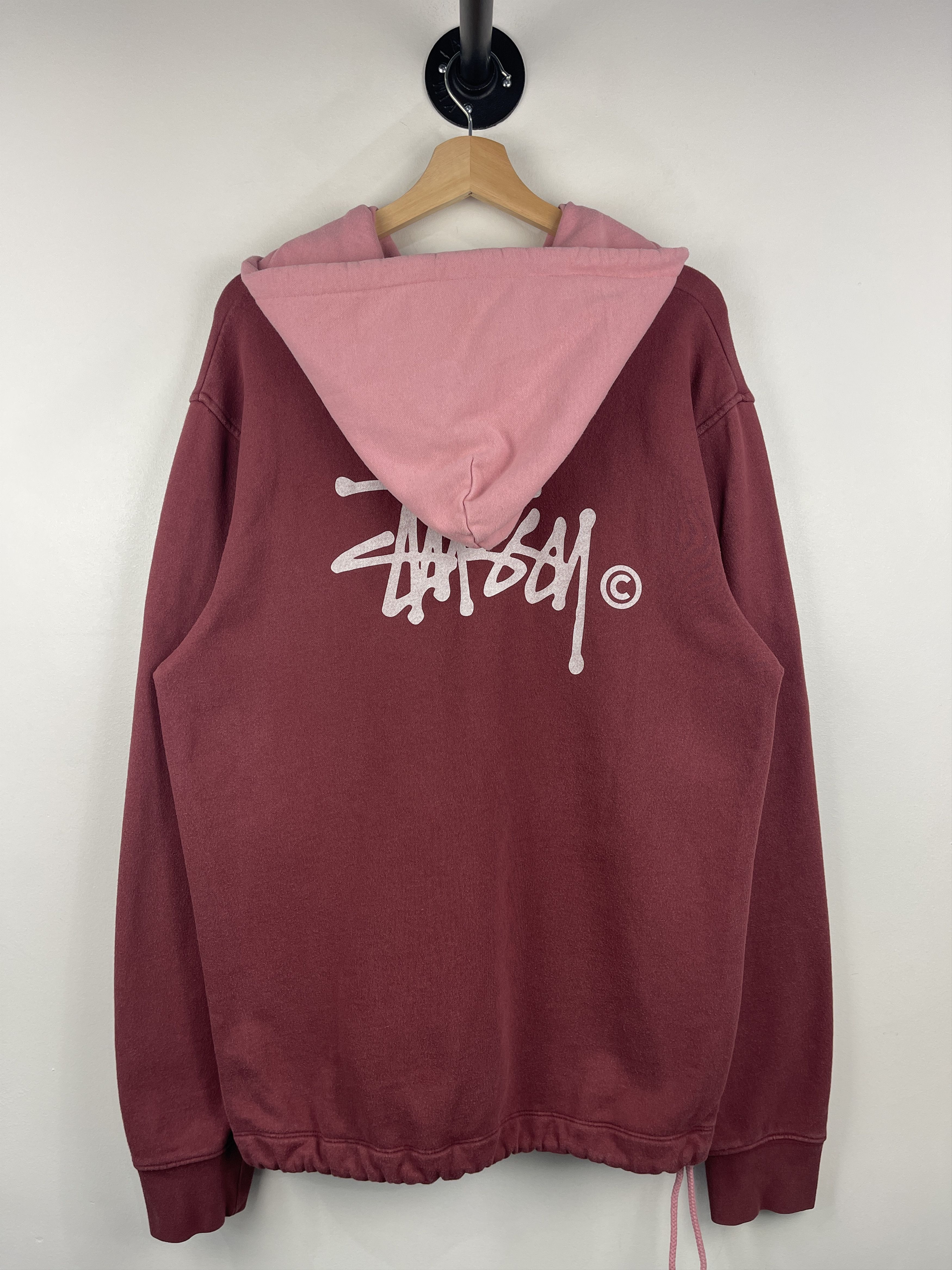 Stussy Stock Burgundy & Pink Hoodie