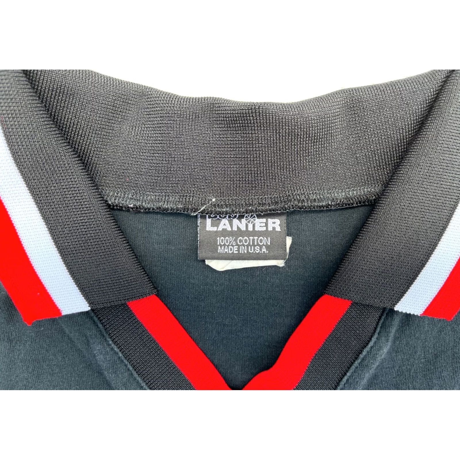 Vintage VINTAGE Men's 90s Chicago Bulls Polo Shirt Lanier Made in USA Sz M Polo Short Sleeve Black 100% Cotton Mens Size US M / EU 48-50 / 2 - 5 Thumbnail