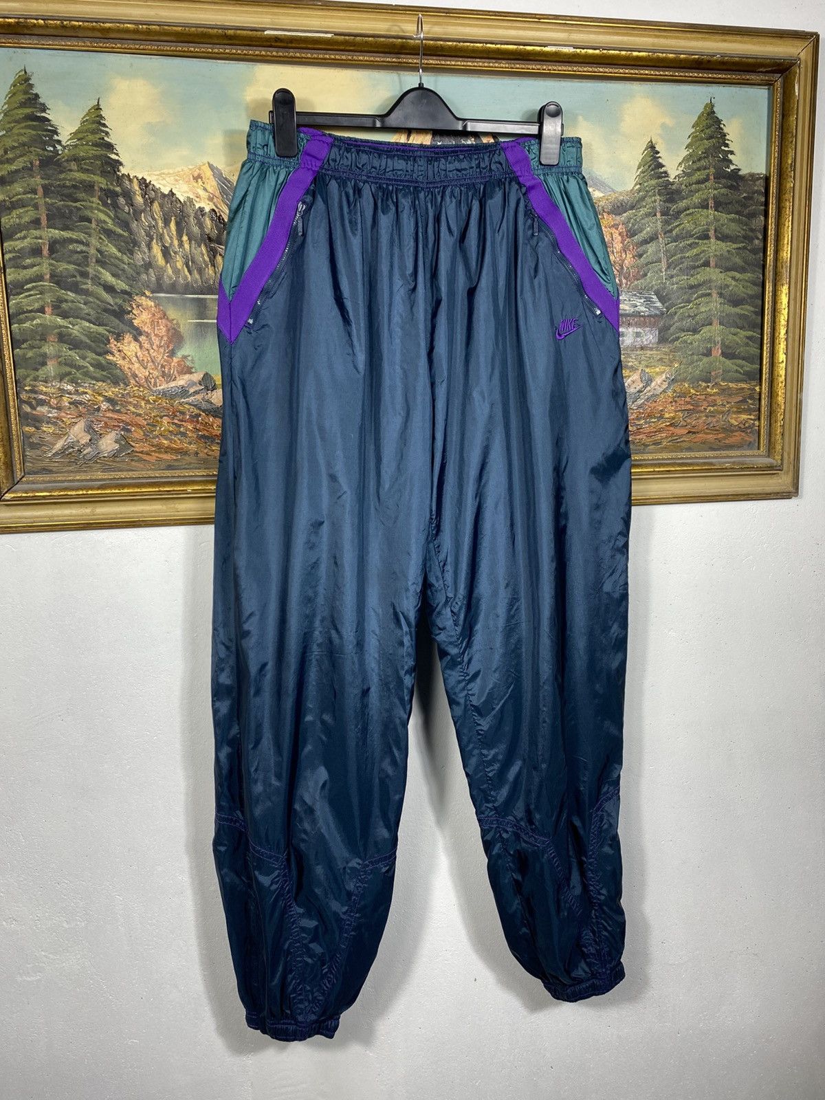 Nike × Vintage Nike Vintage 90s Trousers Sweatpant Nylon Parachute Grey Tag Size US 38 / EU 54 - 2 Thumbnail
