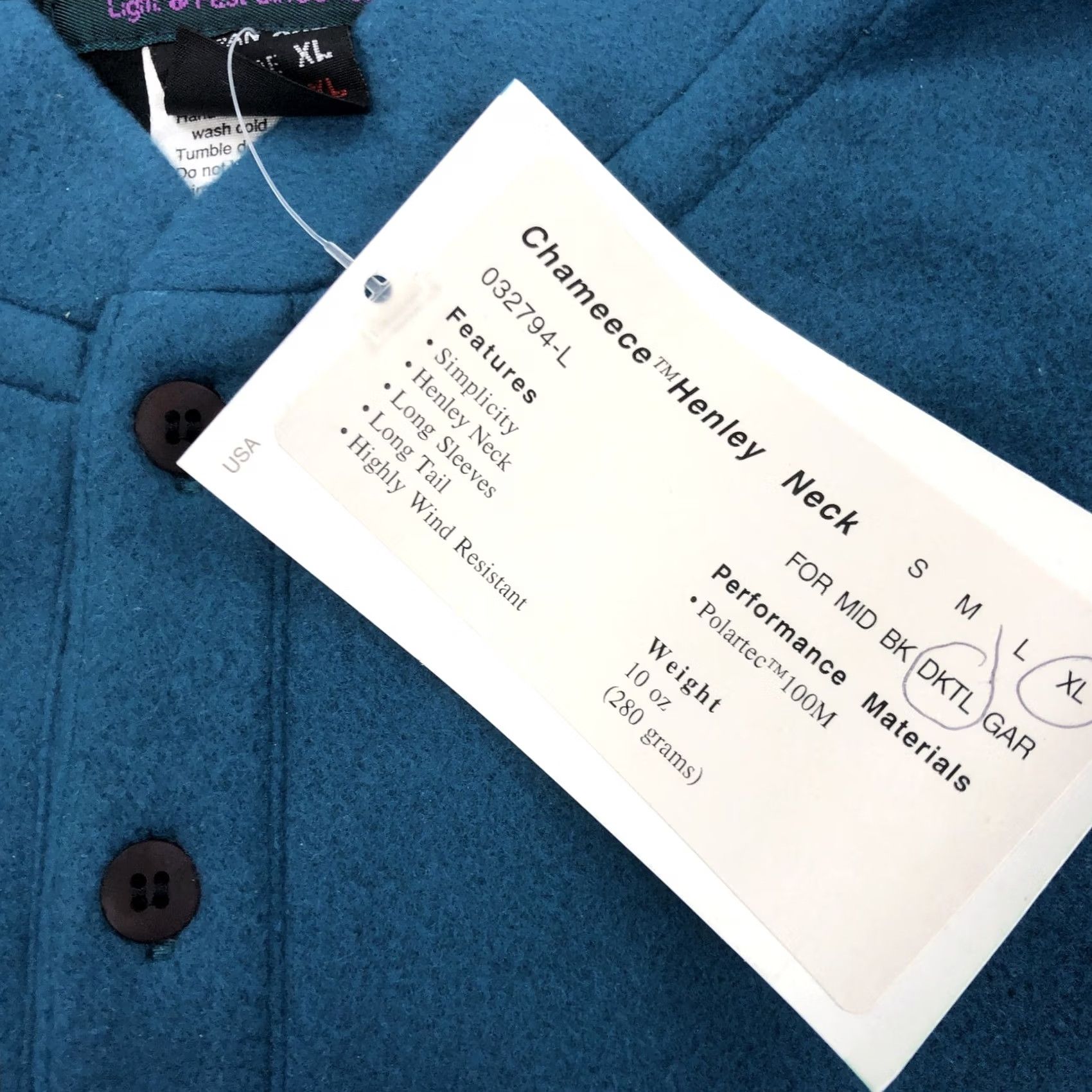 Montbell Mont-bell Chameece Polartec 100M Henley Fleece Top Men XL Teal Made in USA 90s Size US XL / EU 56 / 4 - 7 Thumbnail