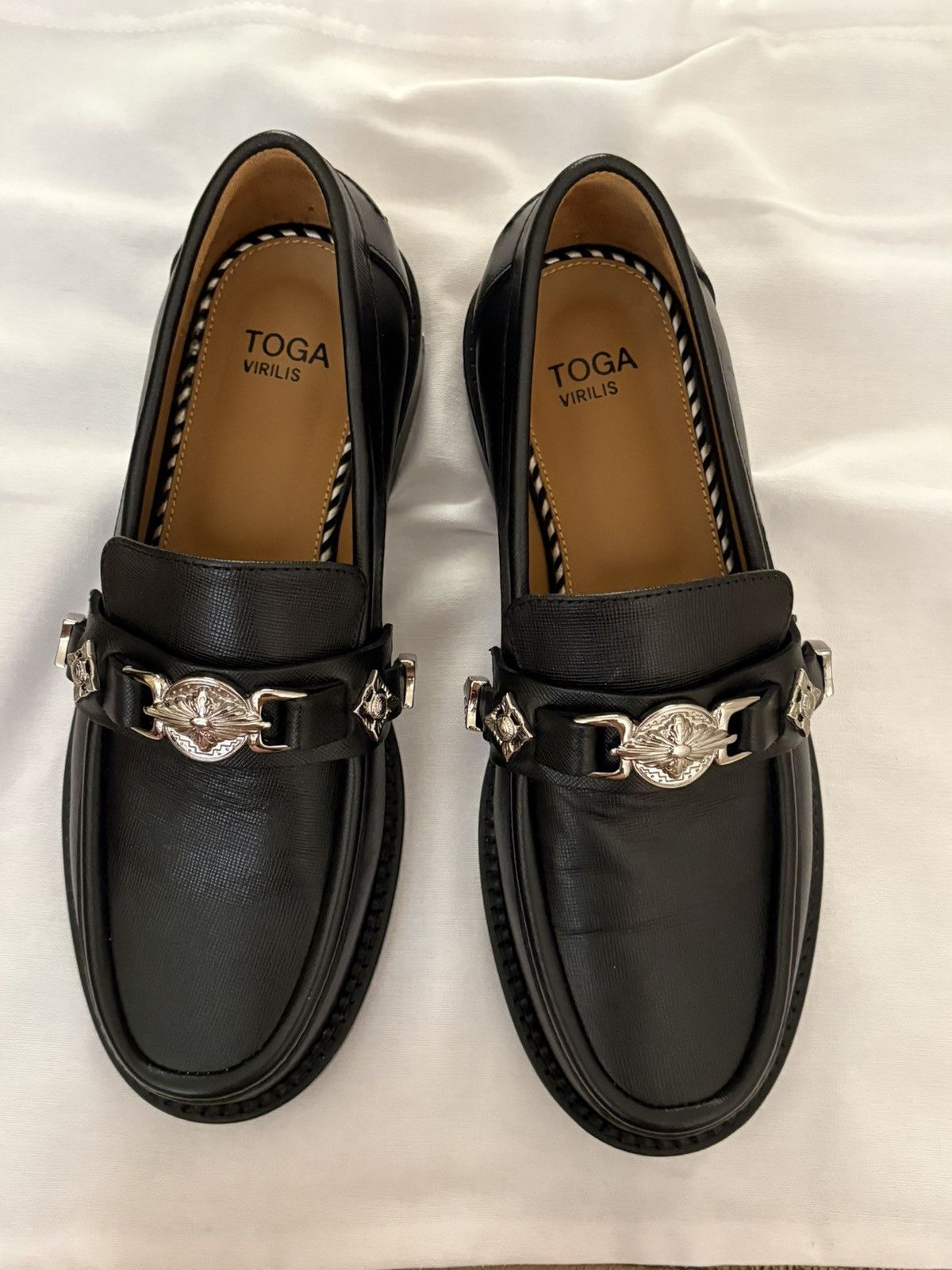TOGA VIRILIS Saffiano Leather Loafers Size US 6 / EU 39 - 2 Thumbnail