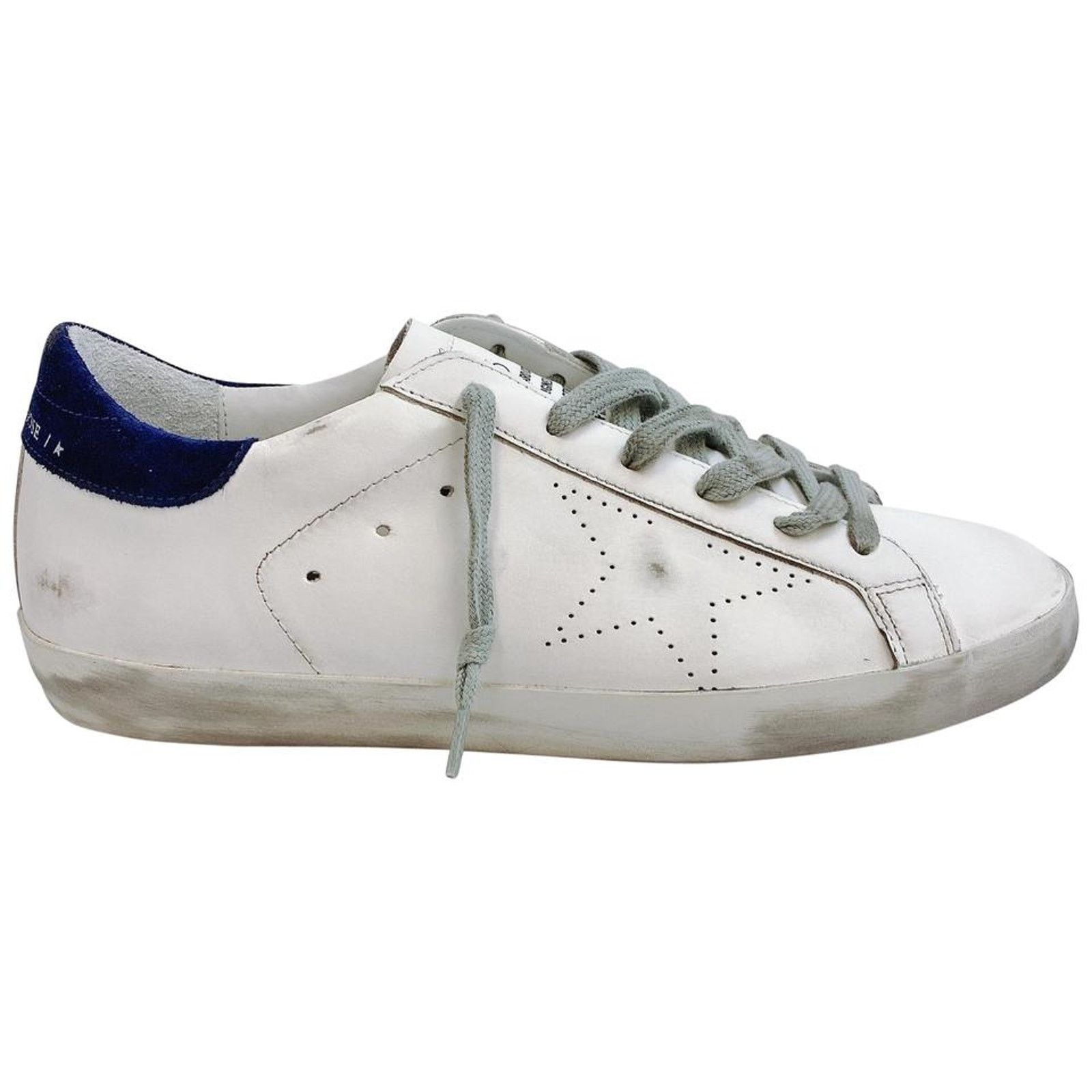 Golden Goose GOLDEN GOOSE superstar distressed leather sneakers navy Size US 10 / IT 40 - 1 Thumbnail
