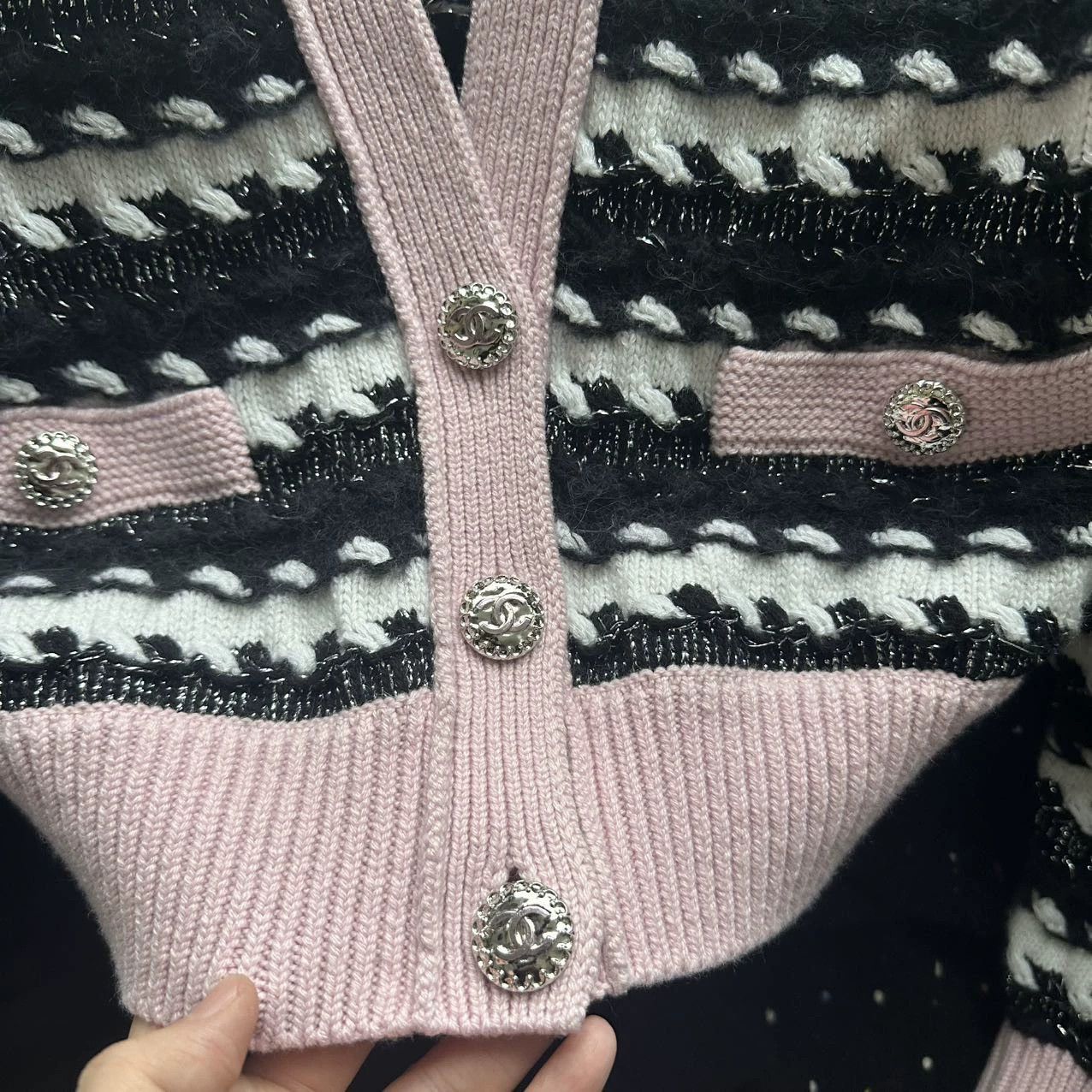 Chanel CHANEL 22B Pink Striped Cardigan (Haute Metiers d'Art) 34 Size XS / US 0-2 / IT 36-38 - 3 Thumbnail