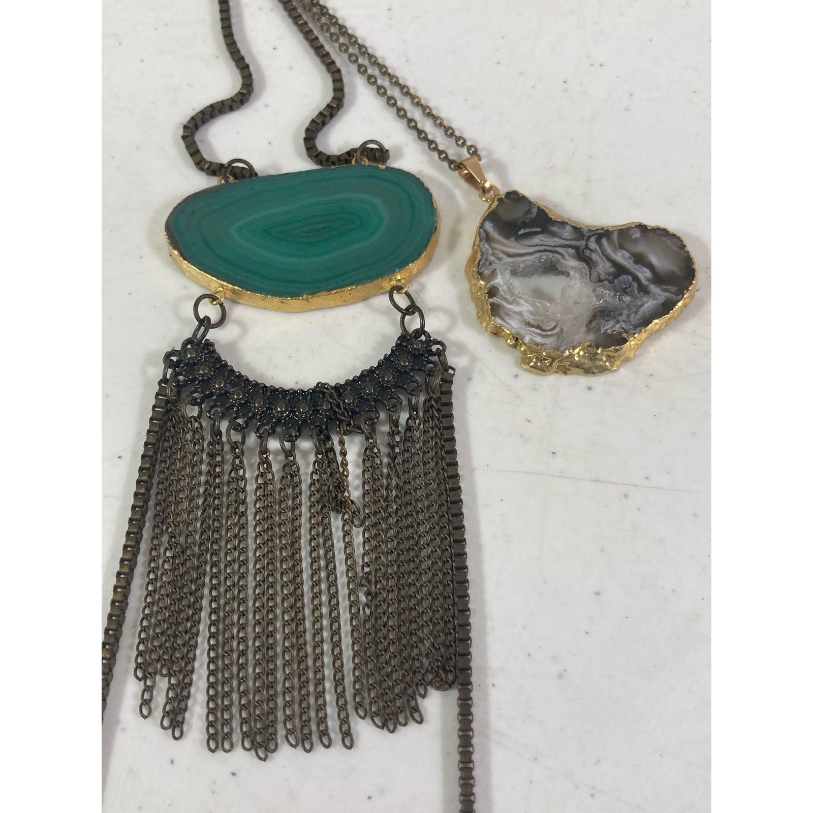 Other Agate 2 Pendant Necklaces Natural Healing Stones Jewelry Lot Size ONE SIZE - 6 Thumbnail