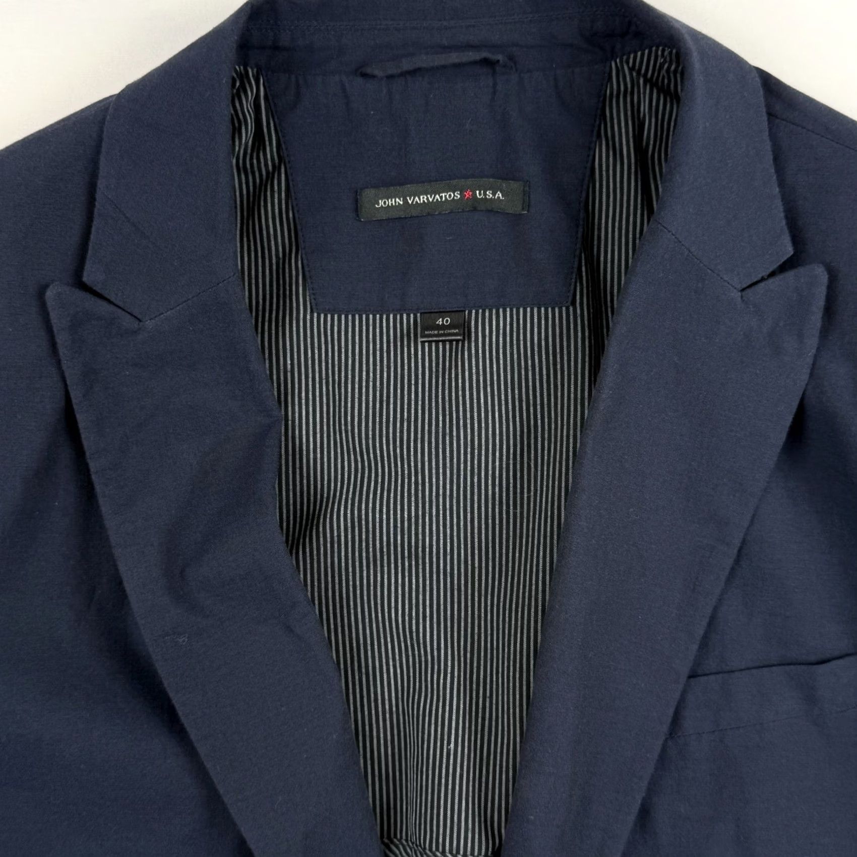 John Varvatos John Varvatos Jacket Blazer Mens 40 Cotton Sport Coat Navy Blue Lightweight Size 40R - 4 Thumbnail