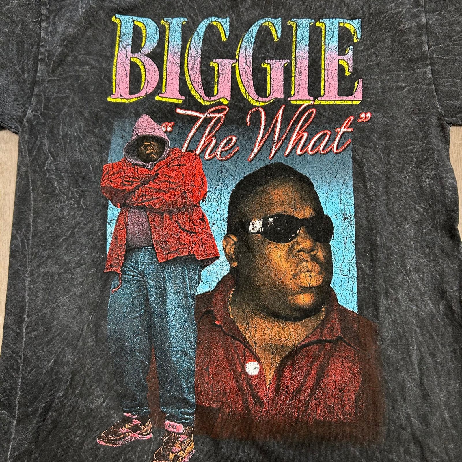Vintage Biggie Smalls The What acid washed hip hop tee t shirt Size US M / EU 48-50 / 2 - 3 Thumbnail